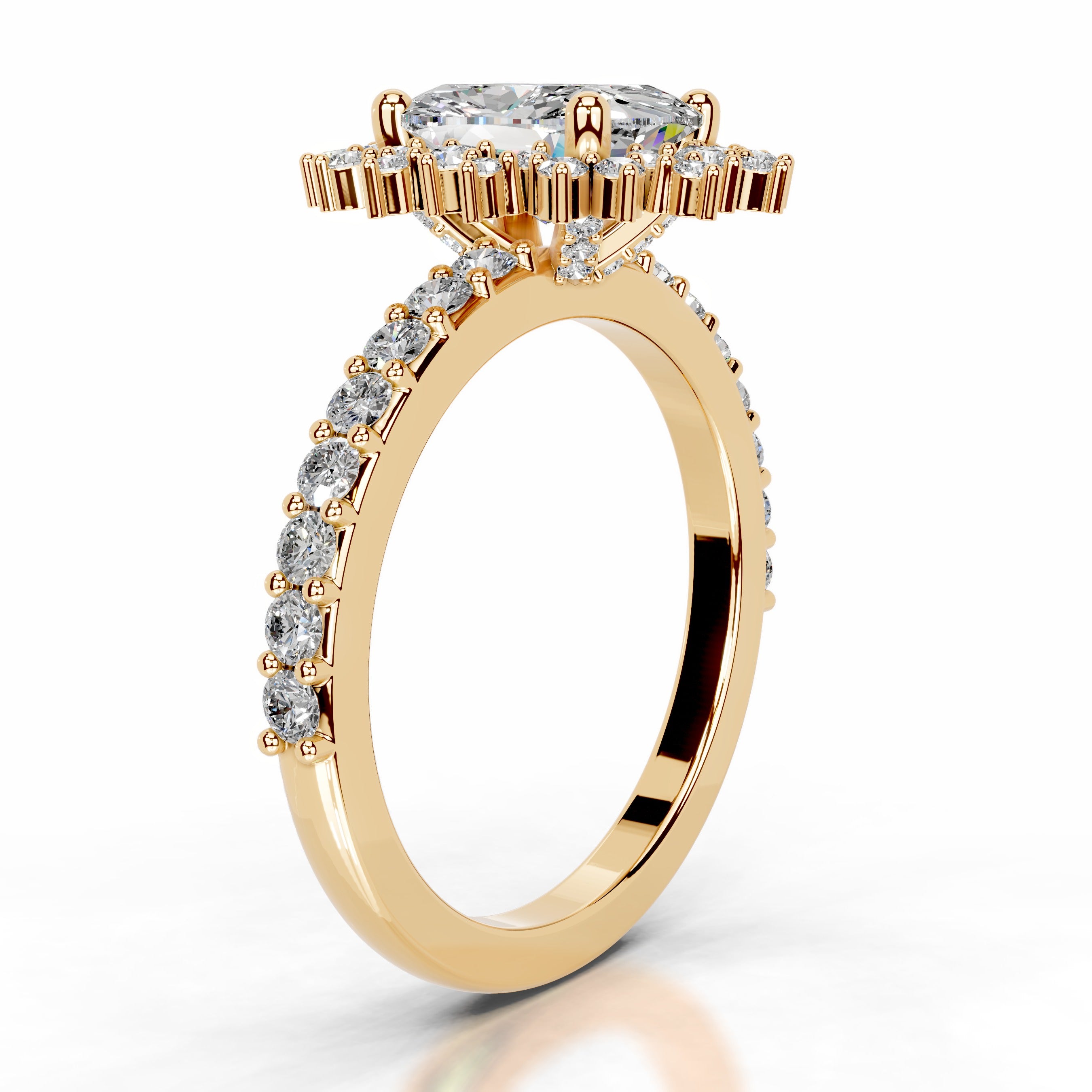 Bodil Moissanite & Diamond Ring - 18K Yellow Gold、mySite、hinf8tx79