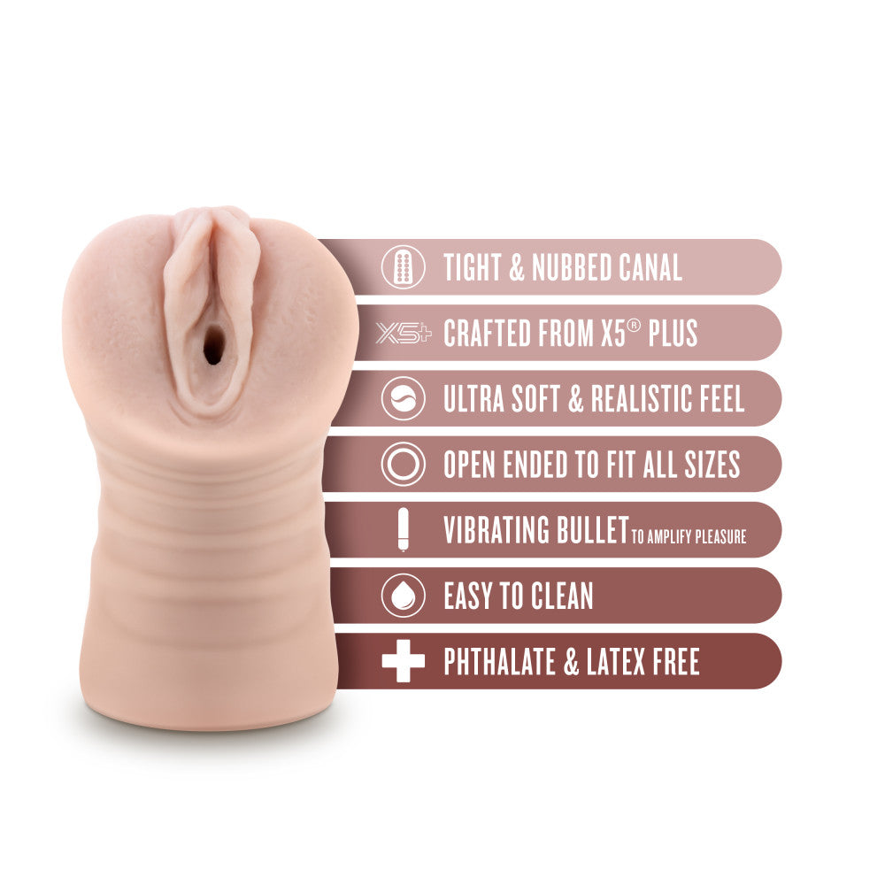 Enlust By Blush® | Ayumi Vibrating AI Male Masturbator Tight & Nubbed Canal With Vibrating Bullet - Made With X5® Plus Ultra Soft Realistic Vagina Feel - Beige、mySite、bottomscart