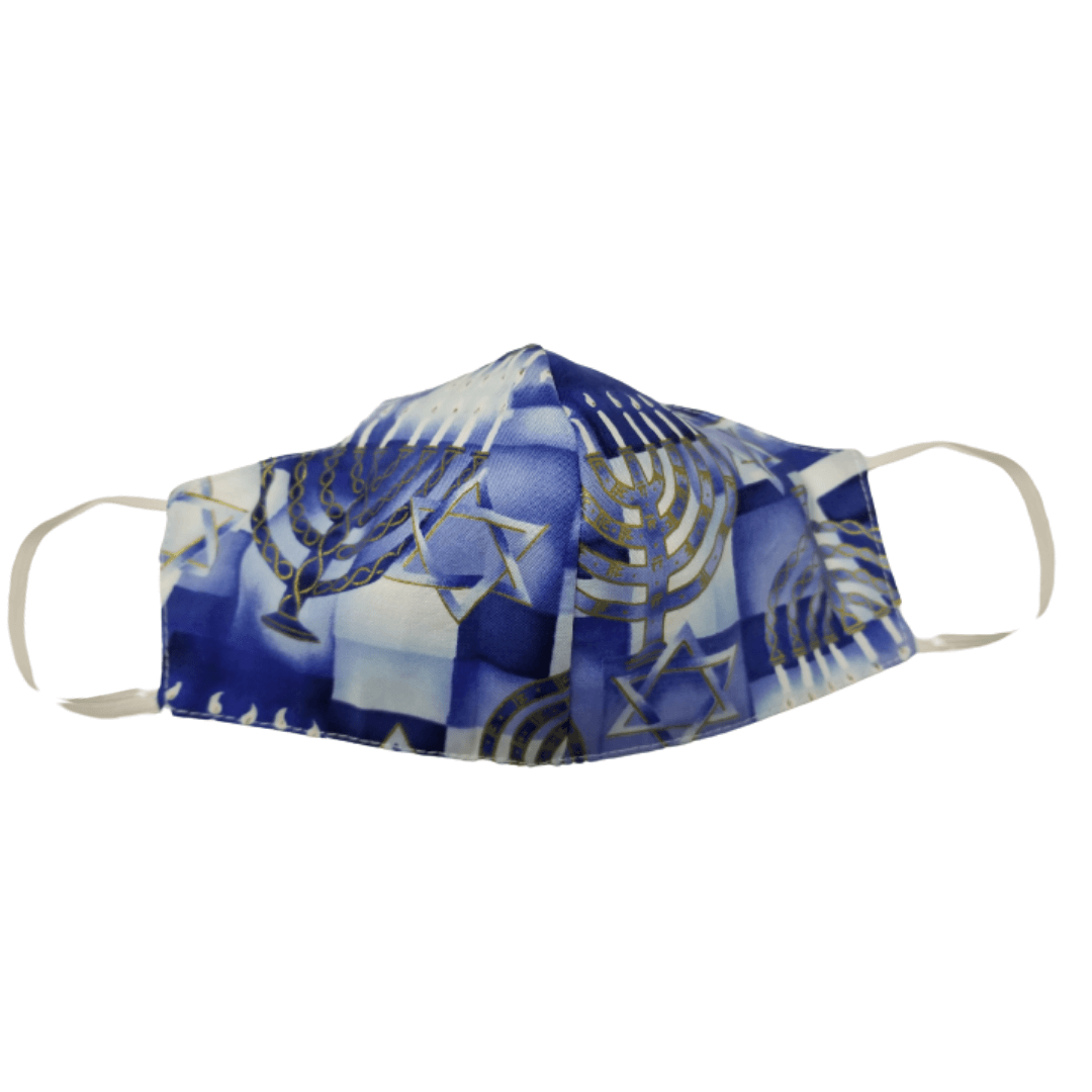 Blue Menorah Hanukkah Face Mask - 100% Cotton、mySite、topwebapps