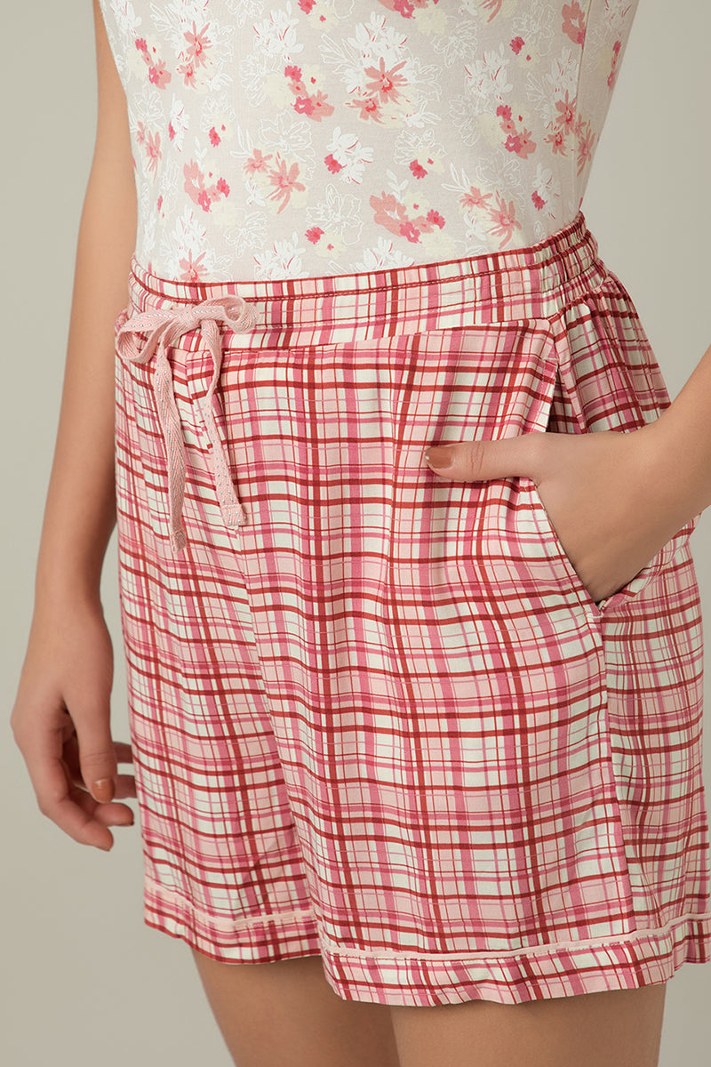  Sleep Shorts - Blush Rose Check Print、mySite、justintrudeaud