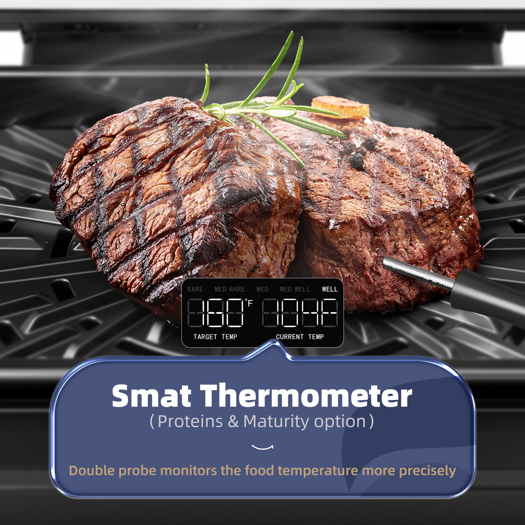 KLOUDIC Smart Indoor Grill & Air Fryer Combo, Smokeless Electric Countertop Griddle, with Removable Non-Stick 1700W, Black、mySite、fannypackpong