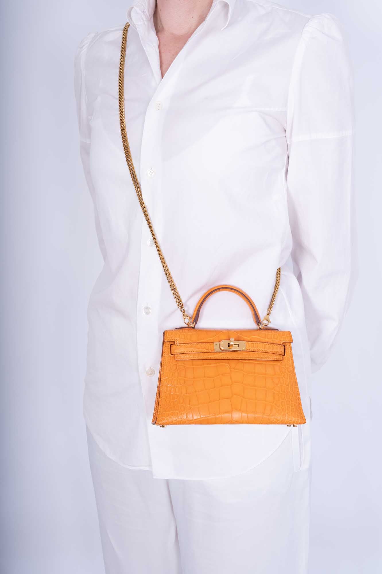 Hermès Kelly 20 Mini II Sellier Apricot Matte Alligator Gold Hardware、mySite、garminoutage.com
