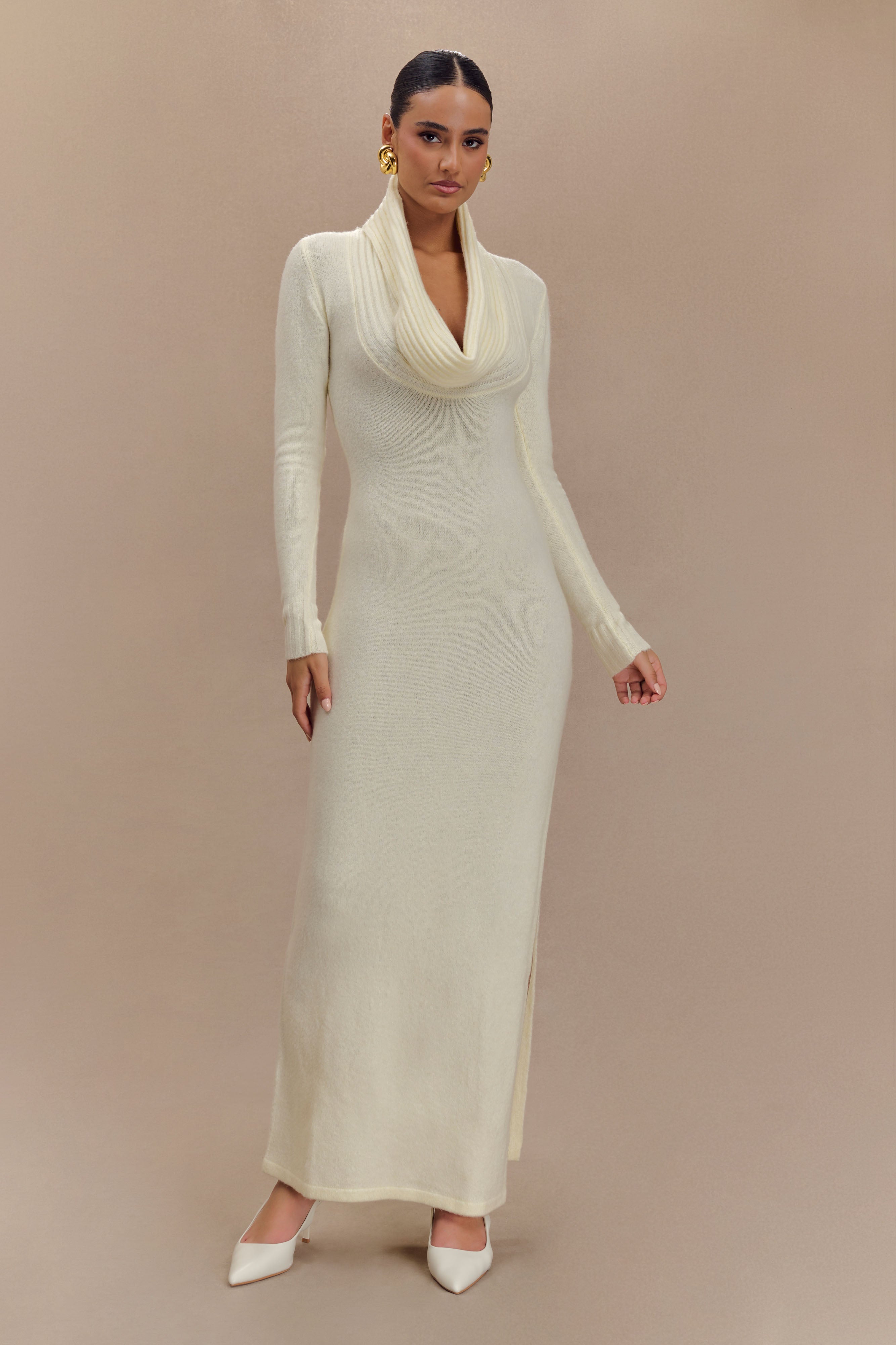 Alessandra Reversible Knit Maxi Dress - Ivory Marle、mySite、solidvoid