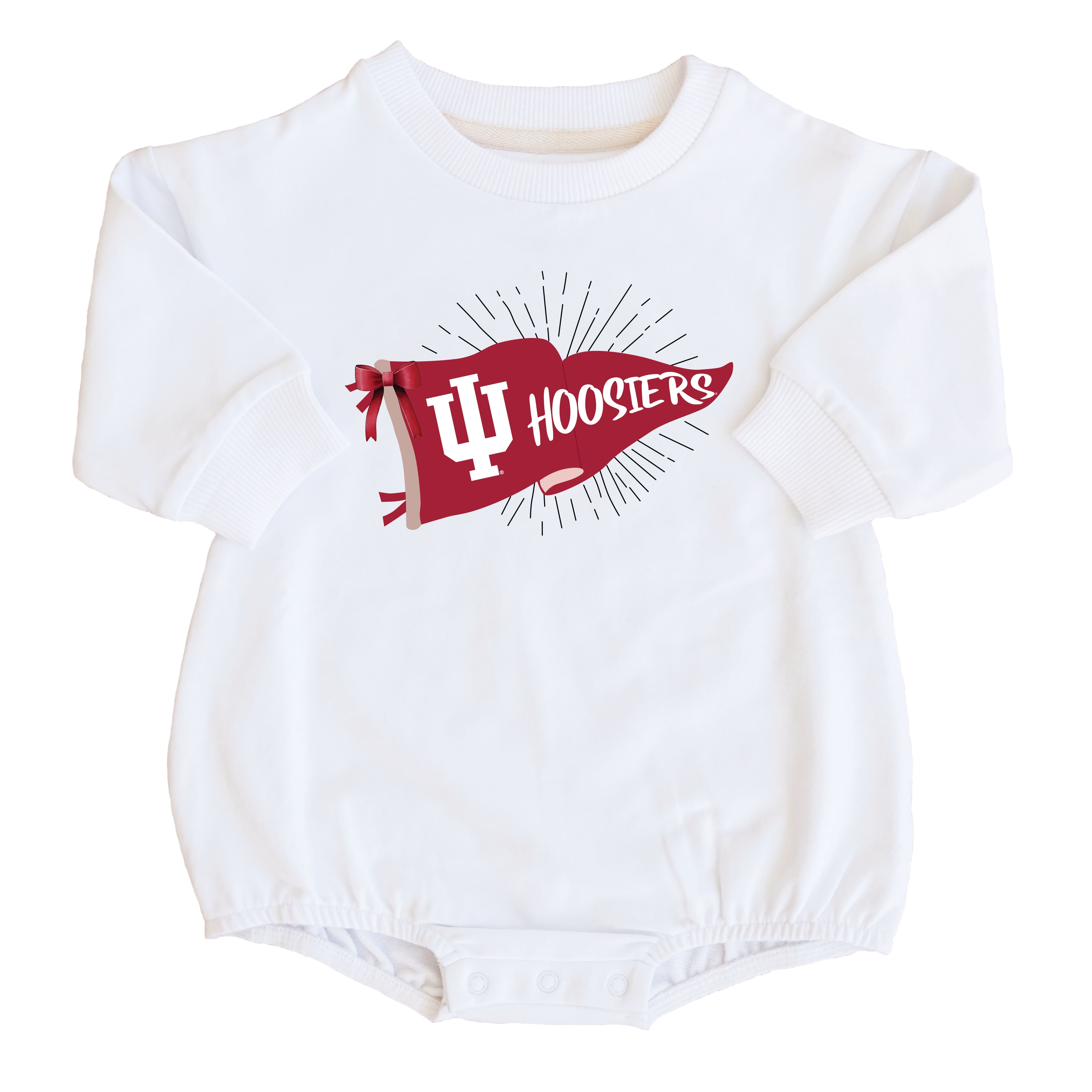  Indiana University | Footballs & Bows Graphic Sweatshirt Bubble Romper、mySite、layawaytickets