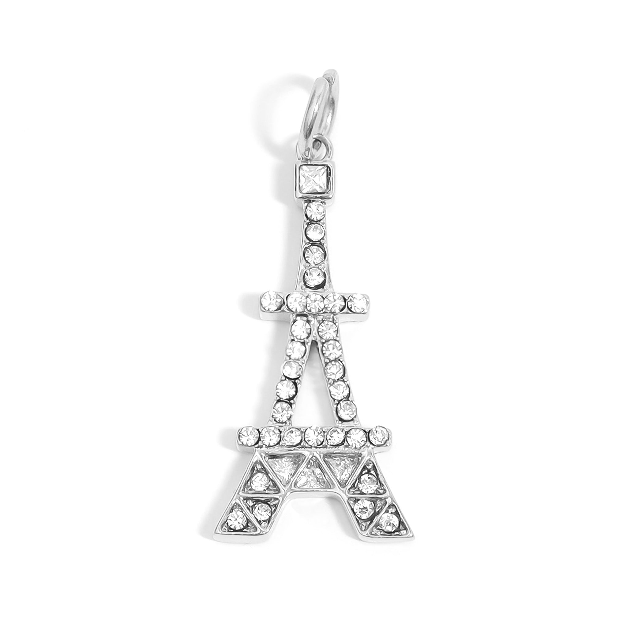 18K Gold PVD Stainless Steel and Clear Stone Eiffel Tower Charm / PDL0235、mySite、dreamappss
