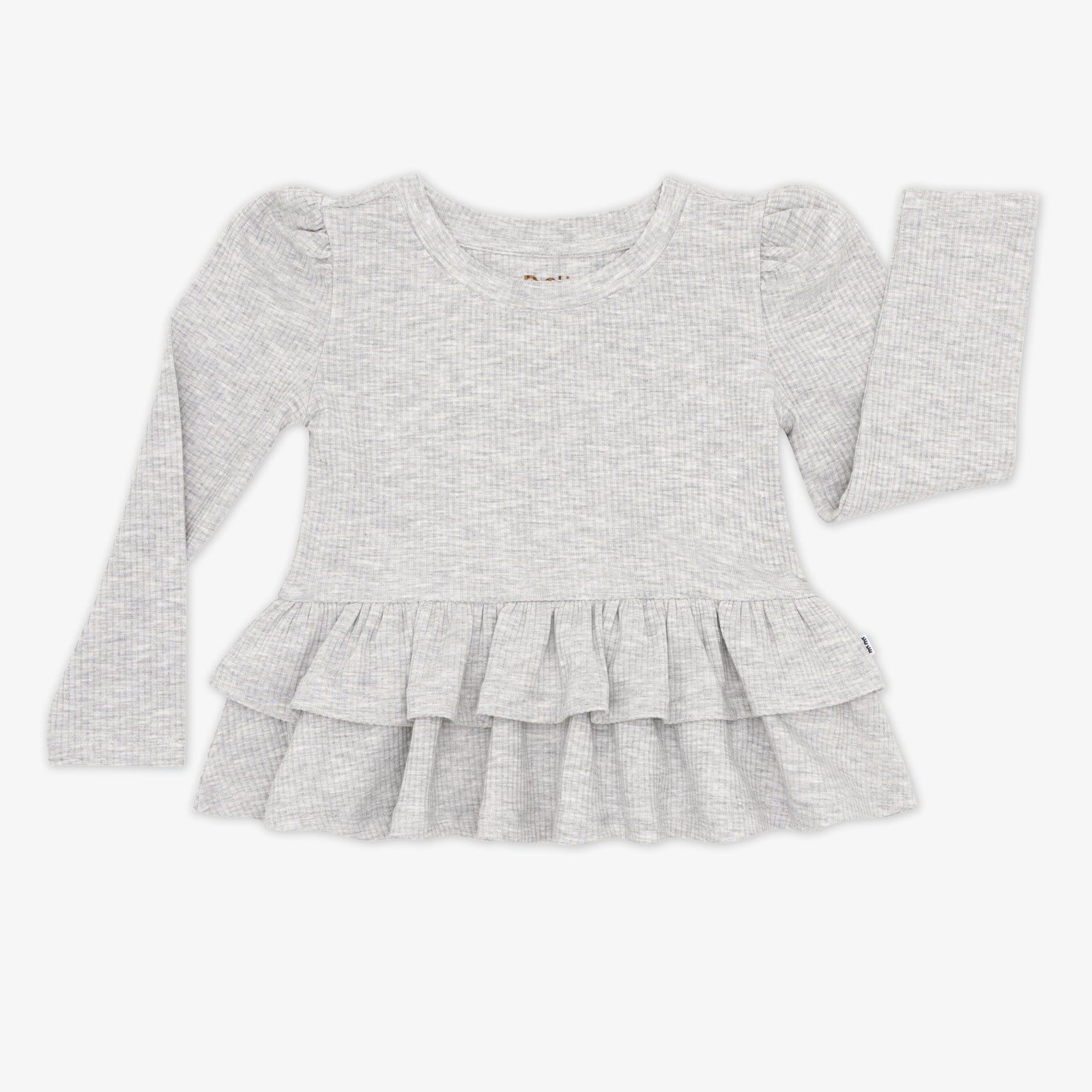 Light Heather Gray Ribbed Tiered Peplum Top、mySite、g9winljtr