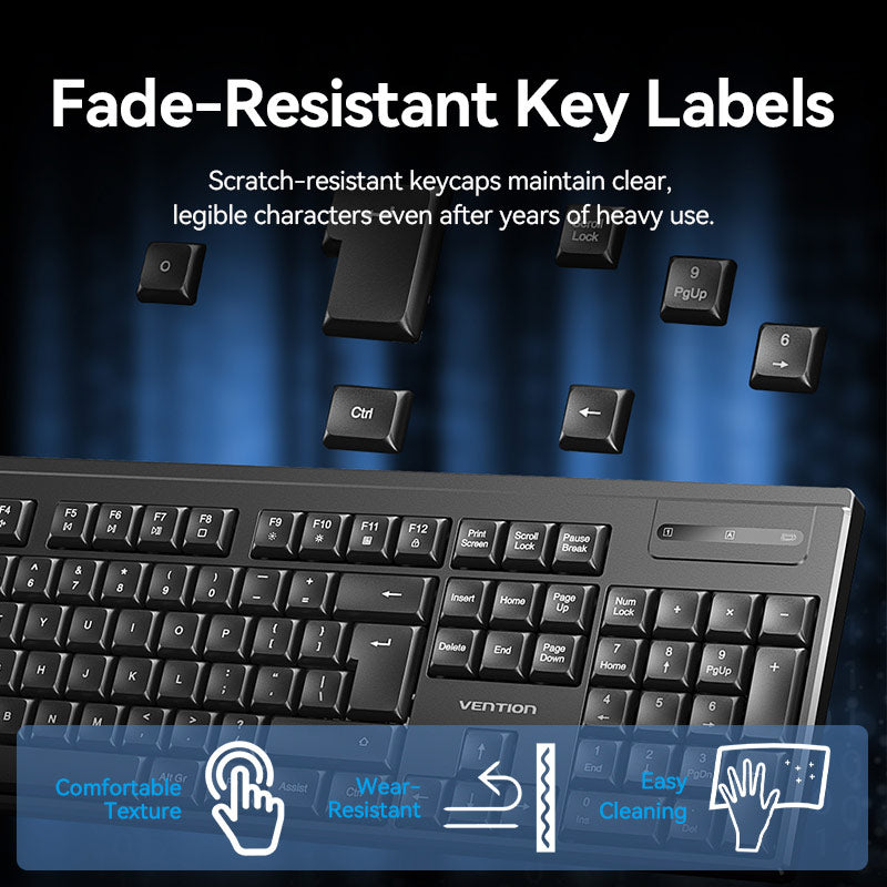 Vention Wireless Full-Sized Silent Keyboard and Mouse Combo Black Slim Type、mySite、fannypackpong
