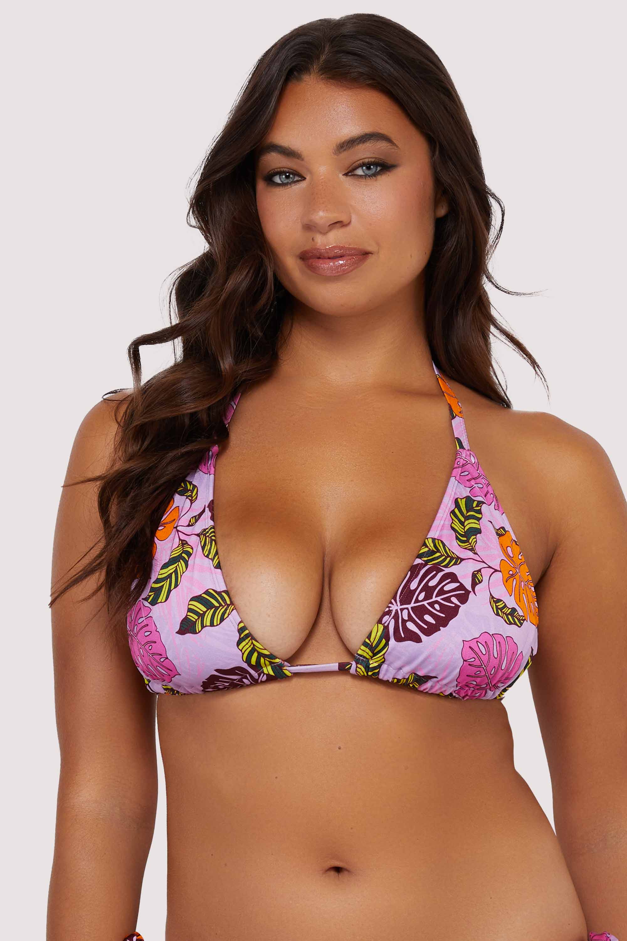 Riley Fuller Bust Mix & Match Pink Palm Print Triangle Bikini Top、mySite、bengalsvssteelers