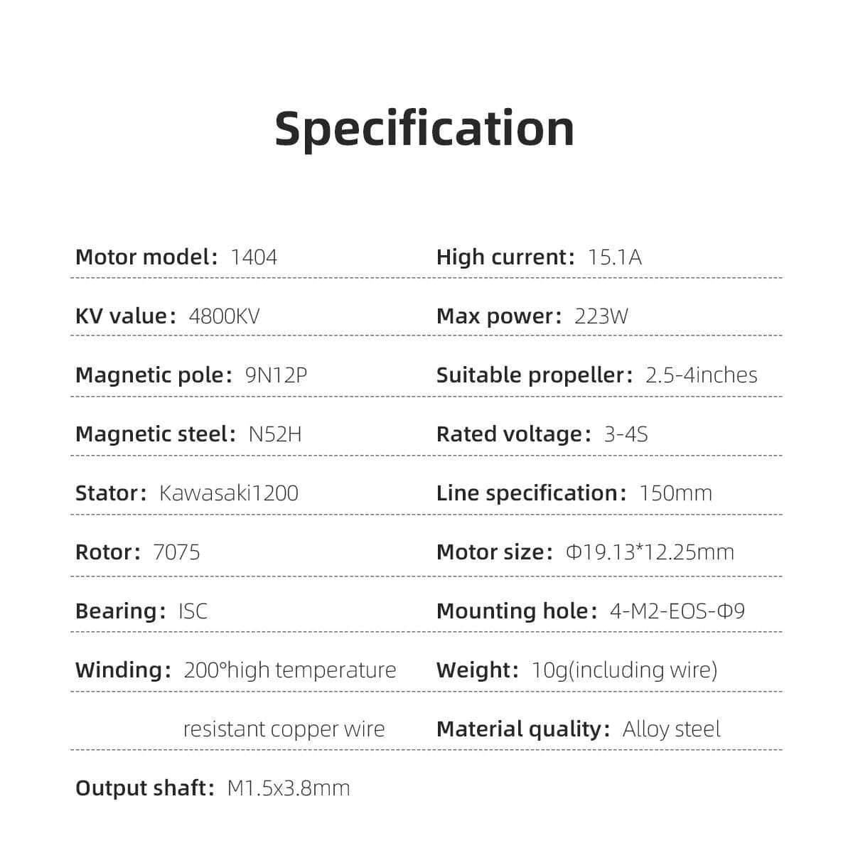  HGLRC SPECTER 1404 4800Kv Micro Motor、mySite、merchandisen
