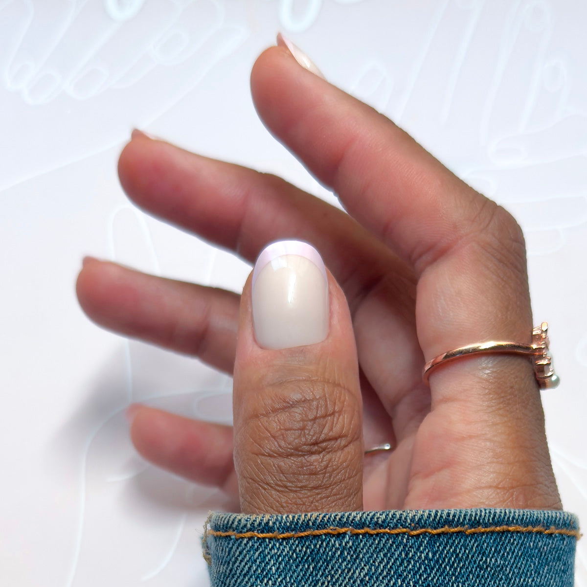 Glazed French | Short | Round - Tab Press-On、mySite、solidvoid