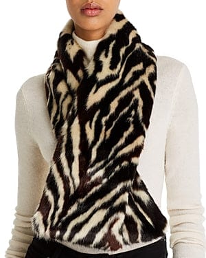 Zebra Print Scarf, Luxury Faux Fur Winter Scarf、mySite、g9winljtr