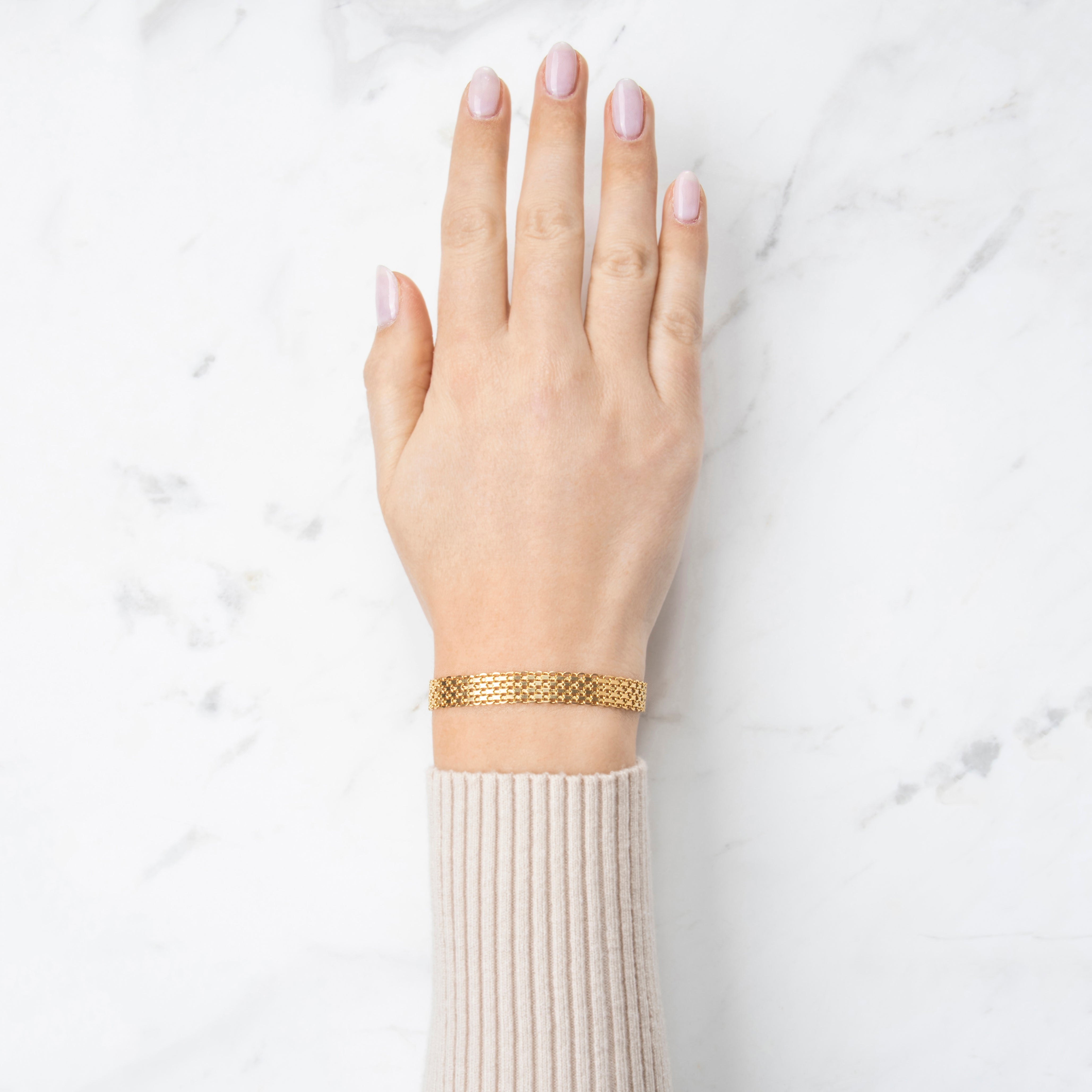 Vintage Italian 18k Yellow Gold Mesh Link Bracelet 8、mySite、hinf8tx79