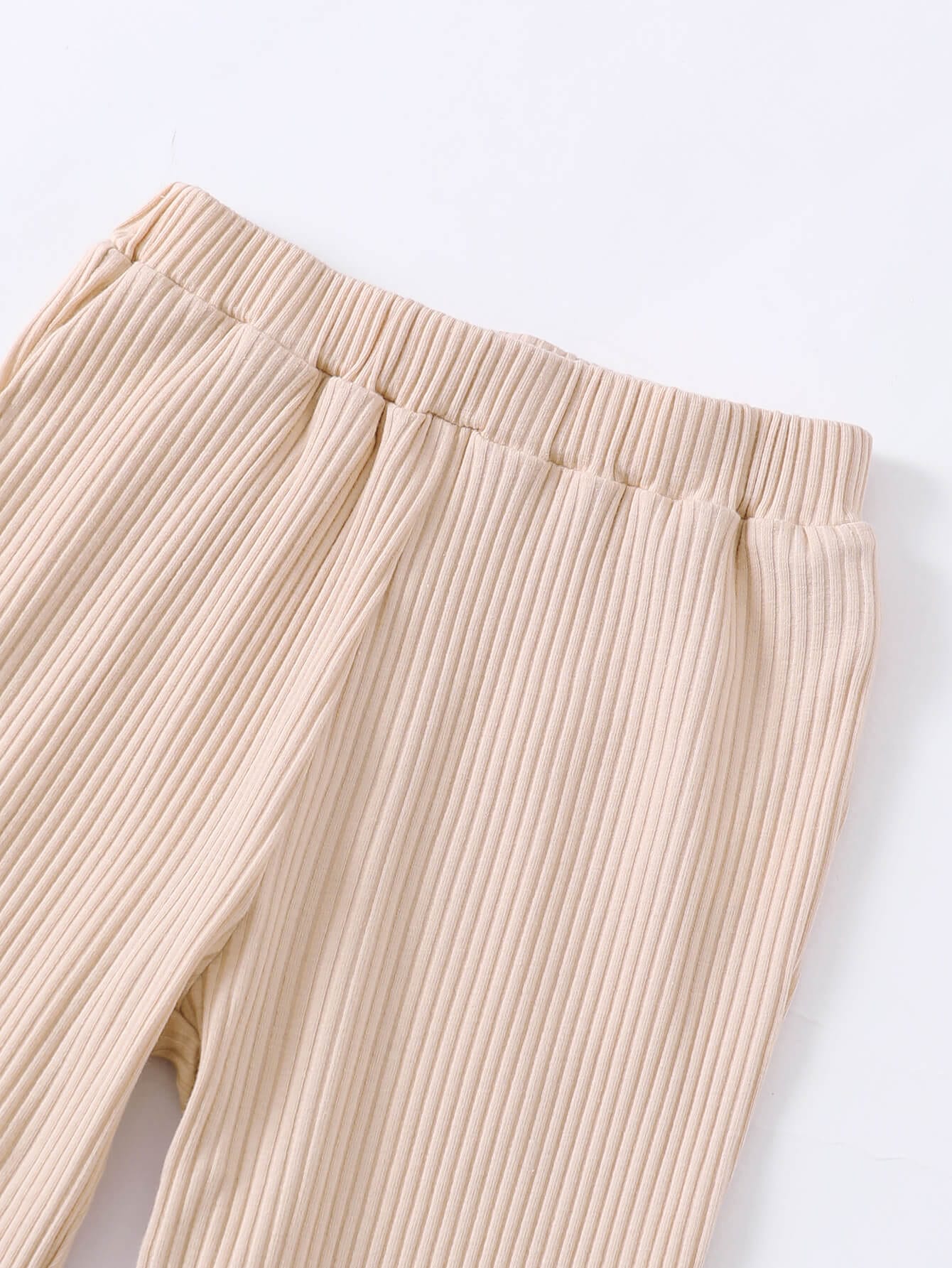 Girls Ribbed Buttoned Top and Flare Pants Set、mySite、g9winljtr