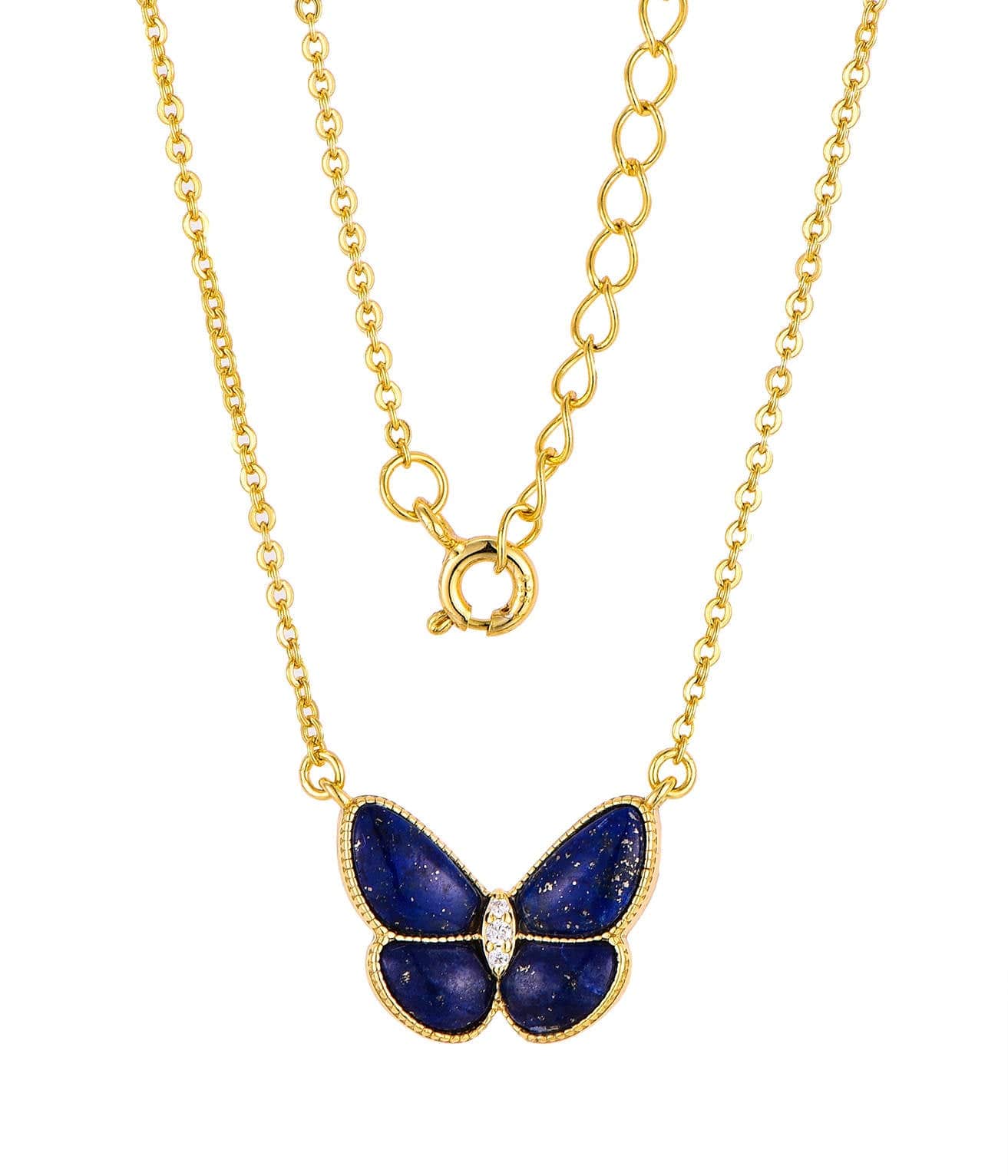 Lapis Lazuli Blue Butterfly Jewelry Set Gold Plated Sterling Silver, Beautiful!、mySite、g9winljtr