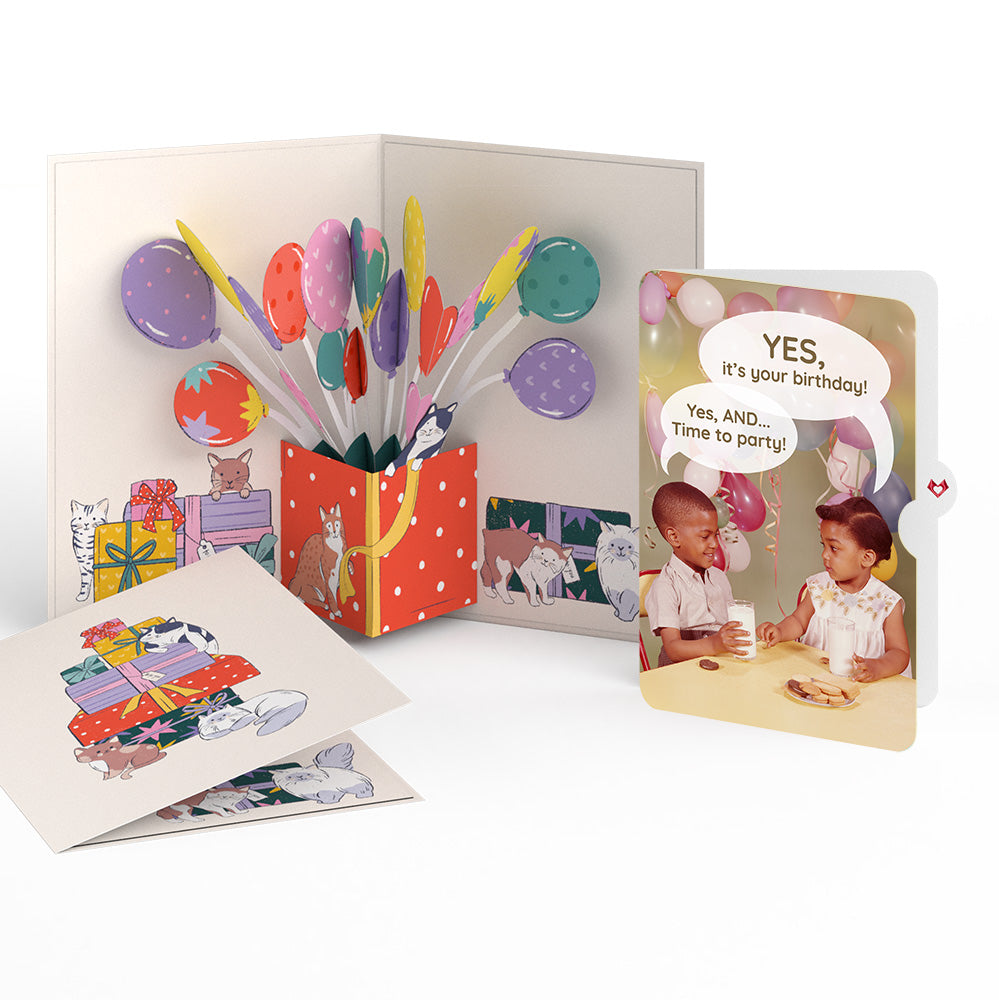 Curious Cats Birthday Pop-Up Card and Time to Party Sentiment Set、mySite、solidvoid