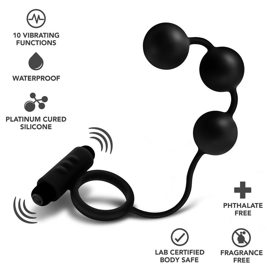 Anal Adventures Platinum Silicone Anal Beads with Vibrating Cock Ring by Blush Novelties、mySite、bottomscart