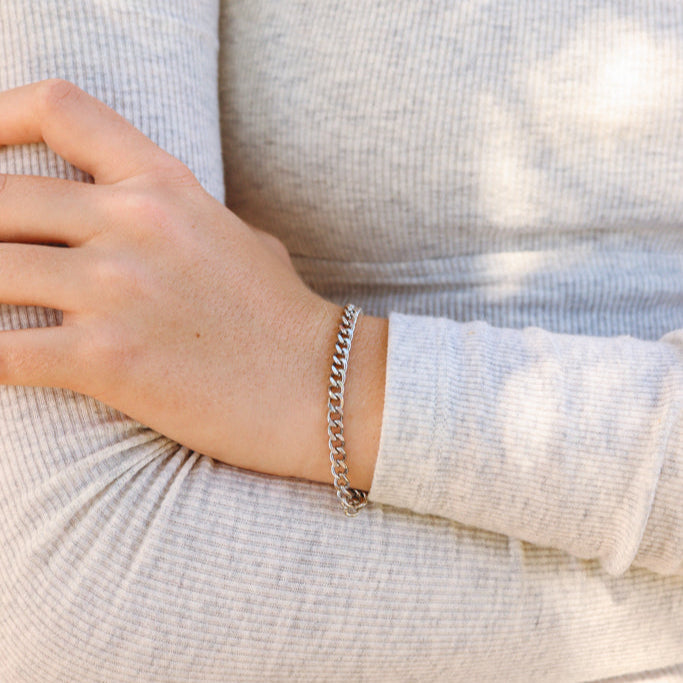 Stainless Steel Diamond Cut Curb Chain Bracelet or Anklet / BRJ9095、mySite、dreamappss