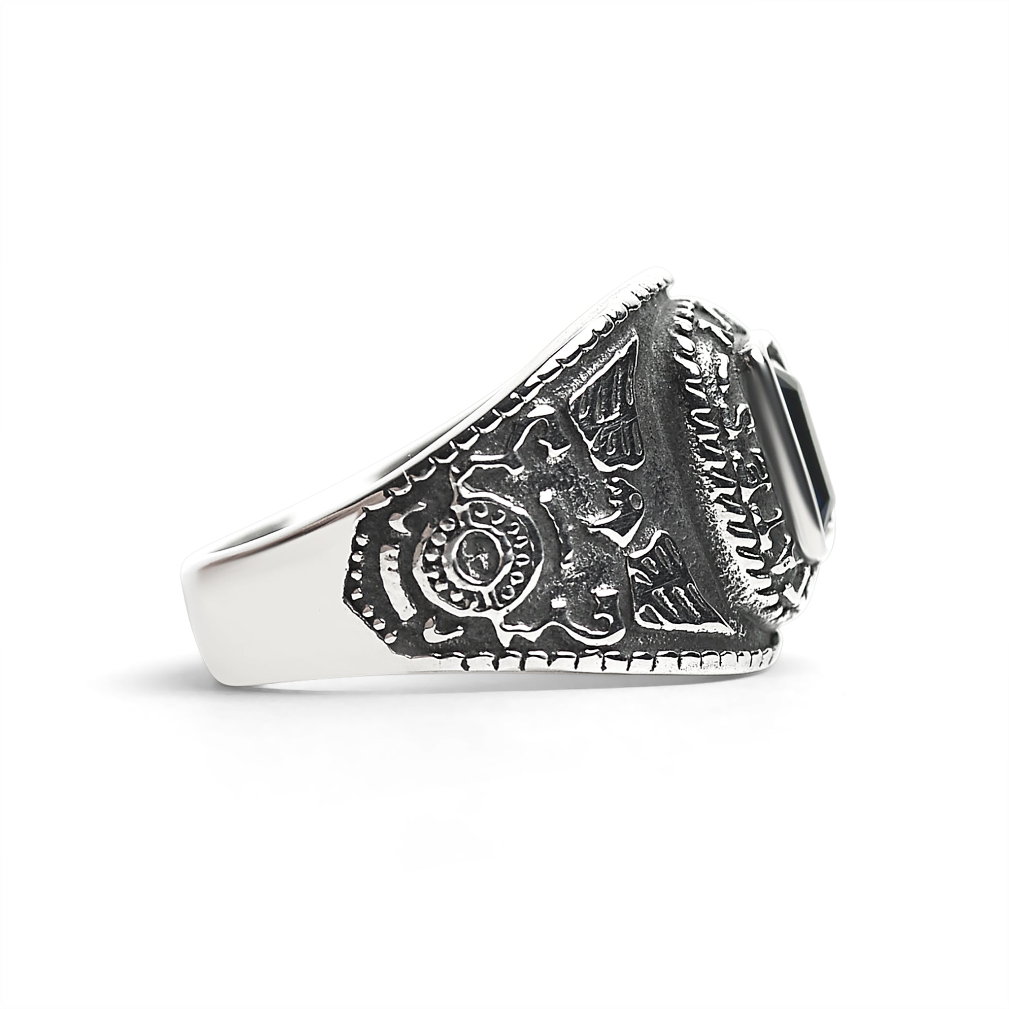 United States Navy Dark Blue Center Stone Stainless Steel Women's Ring / MCR4103、mySite、dreamappss