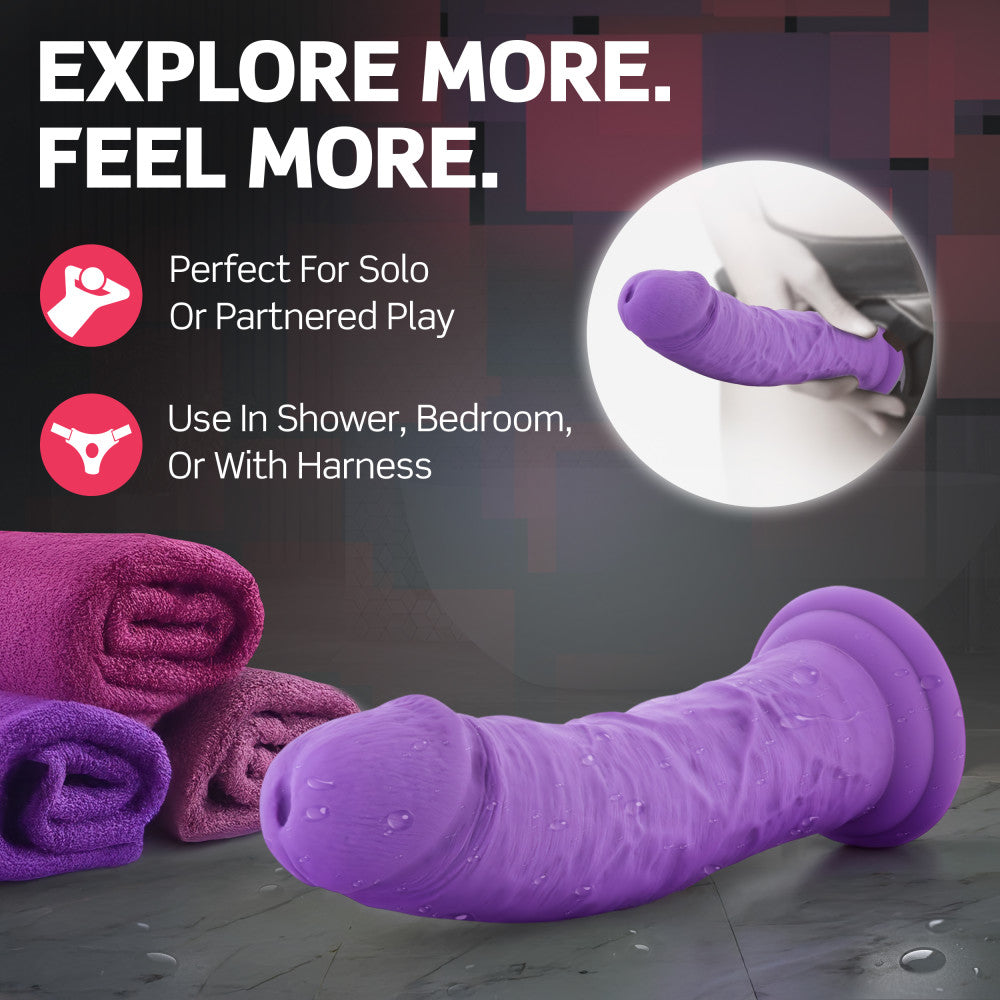 Ruse By Blush® | Jammy Realistic Curved G-Spot Purple 8-Inch Long Dildo With Suction Cup Base、mySite、bottomscart