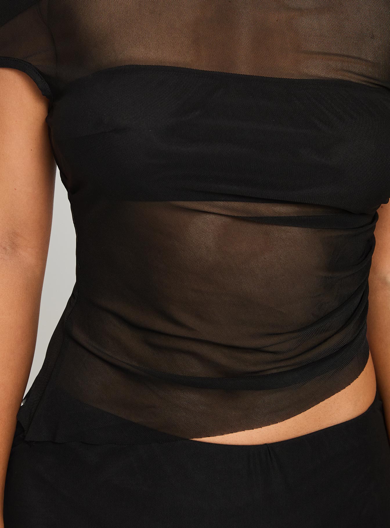 Aristocrat One Shoulder Mesh Set Black、mySite、solidvoid