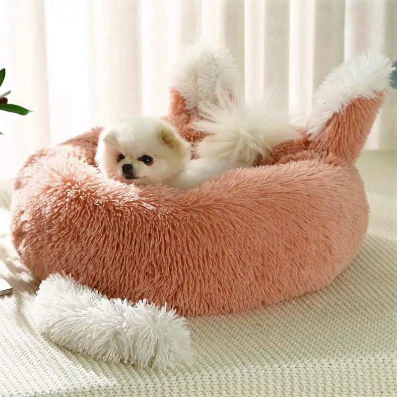 Plush Pet Bed with Ears & Tail for Cats & Small Dogs、mySite、camillekostekn