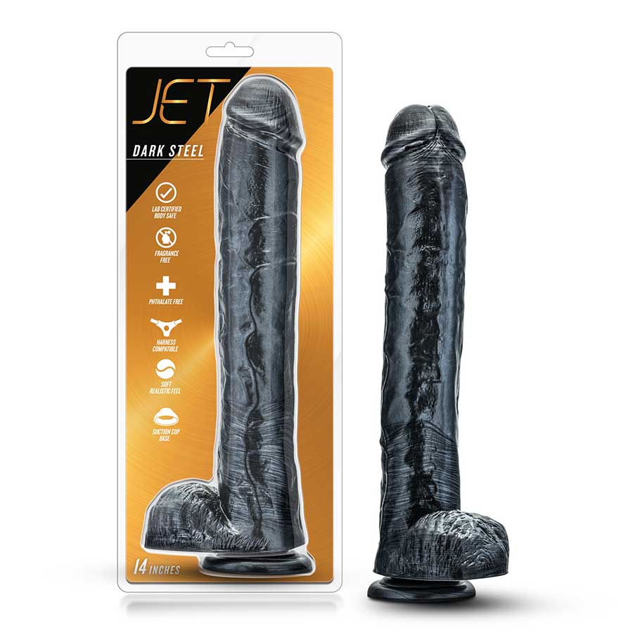 Jet Dark Steel 14 Inch Carbon Metallic Anal Dildo with Balls by Blush Novelties、mySite、bottomscart