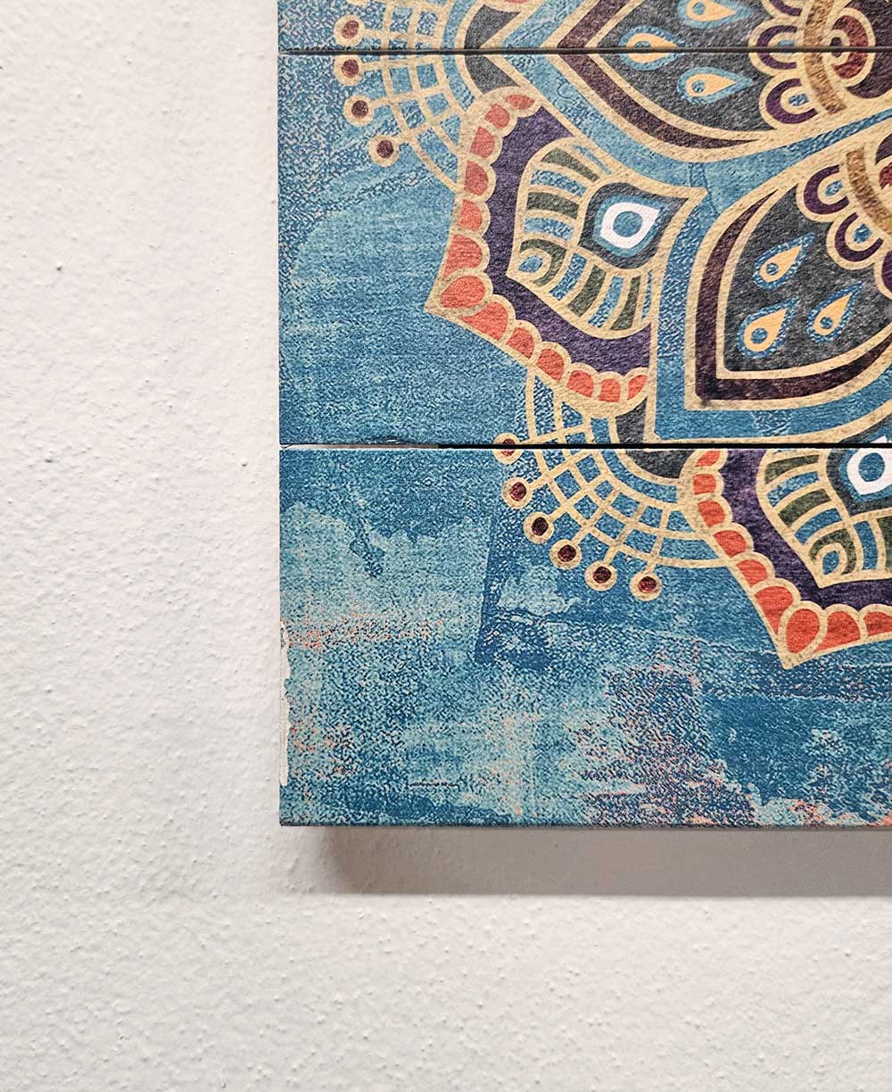 Imperfectly Perfect Teal Lotus Mandala Wood Pallet Wall Hanging、mySite、topwebapps