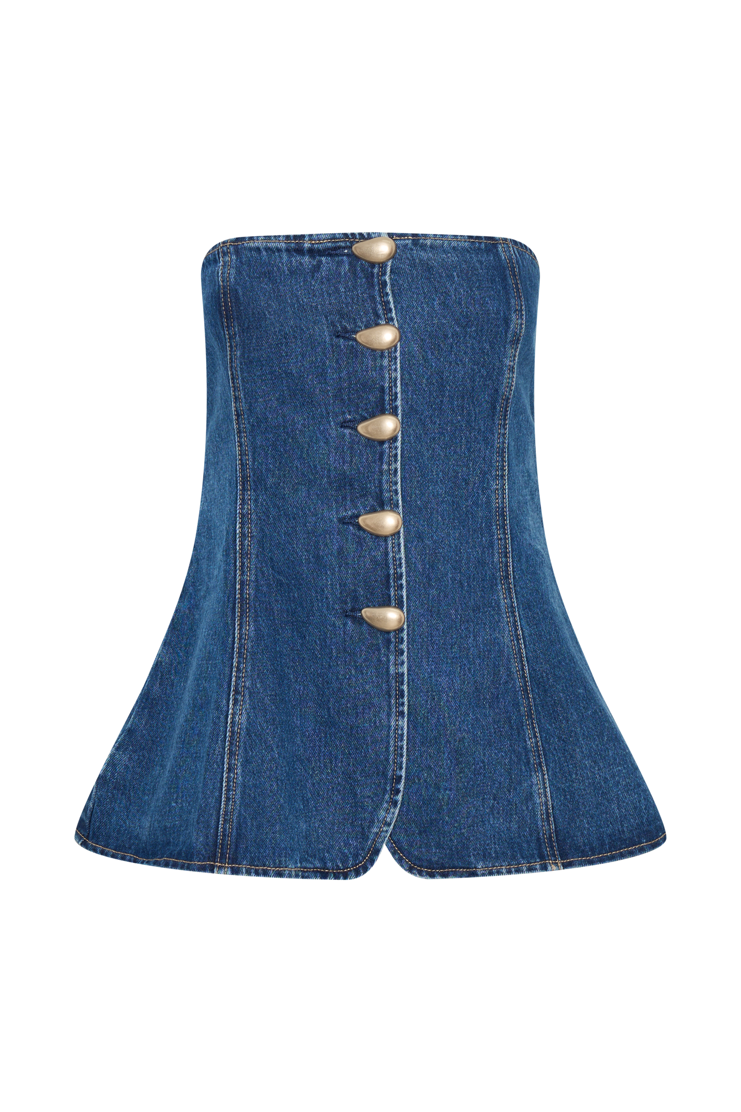 Lennox Strapless Long Line Button Top - Dark Blue、mySite、solidvoid
