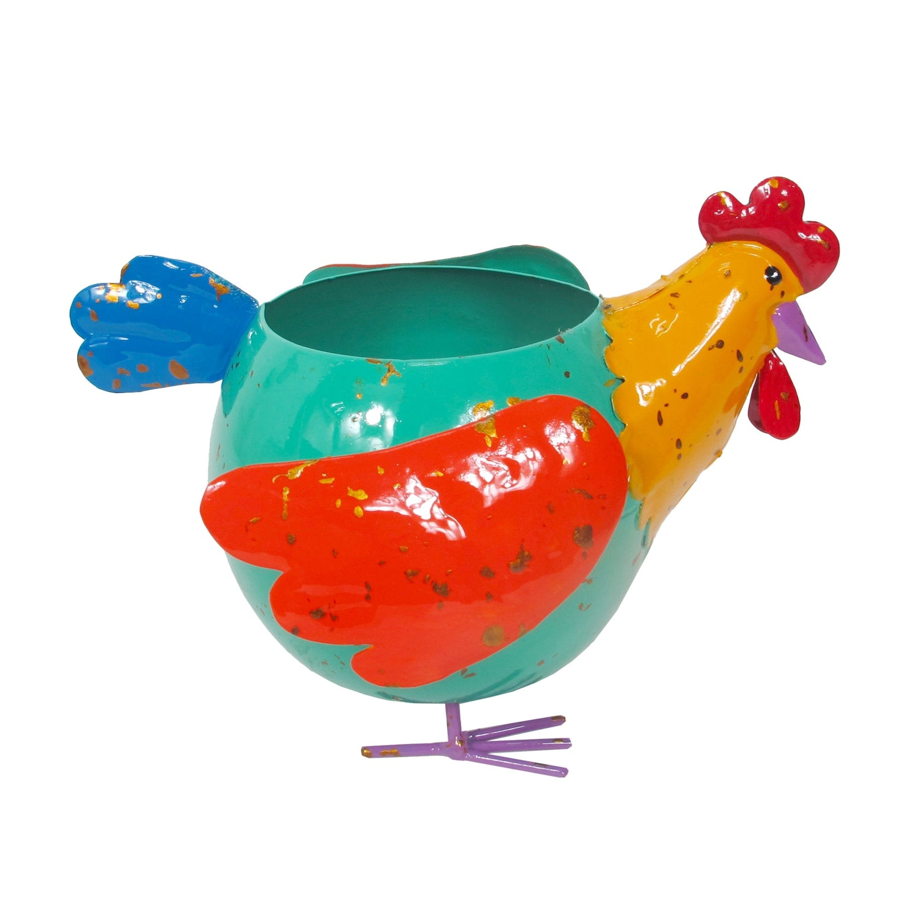 Mini-Chicken Planter Colorful Metal Art、mySite、g9winljtr