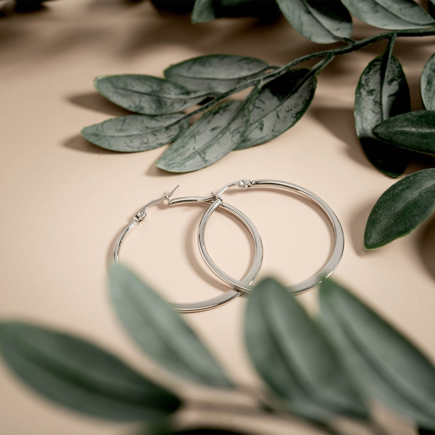 Stainless Steel Flat Oval Tube Hoop Earrings / ERJ2132、mySite、dreamappss