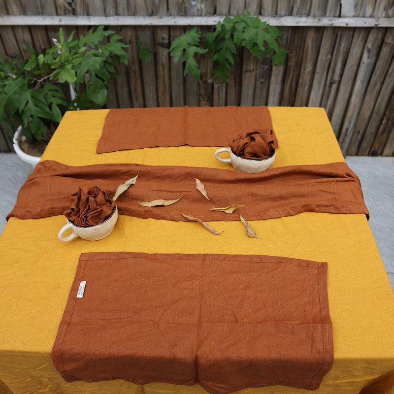 Pure Linen Table Napkins | Set of 4 | Cinnamon Brown、mySite、camillekostekn