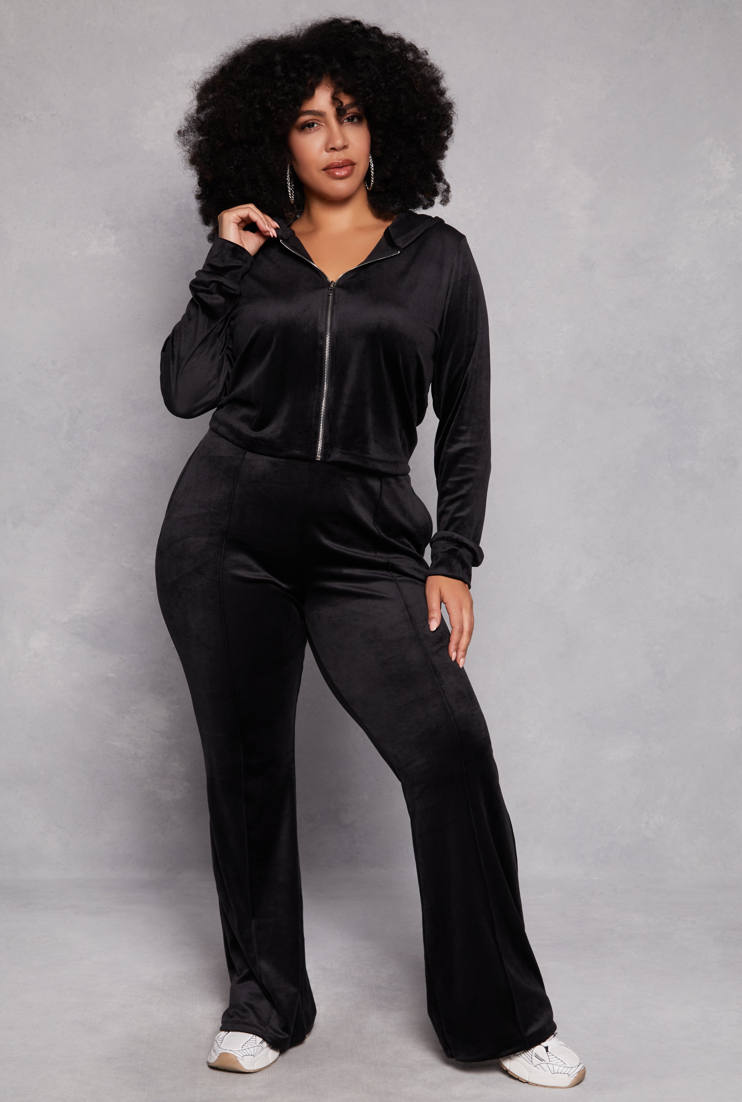 Plus Size Iris Velour Hooded Sweatshirt、mySite、camillekostekn