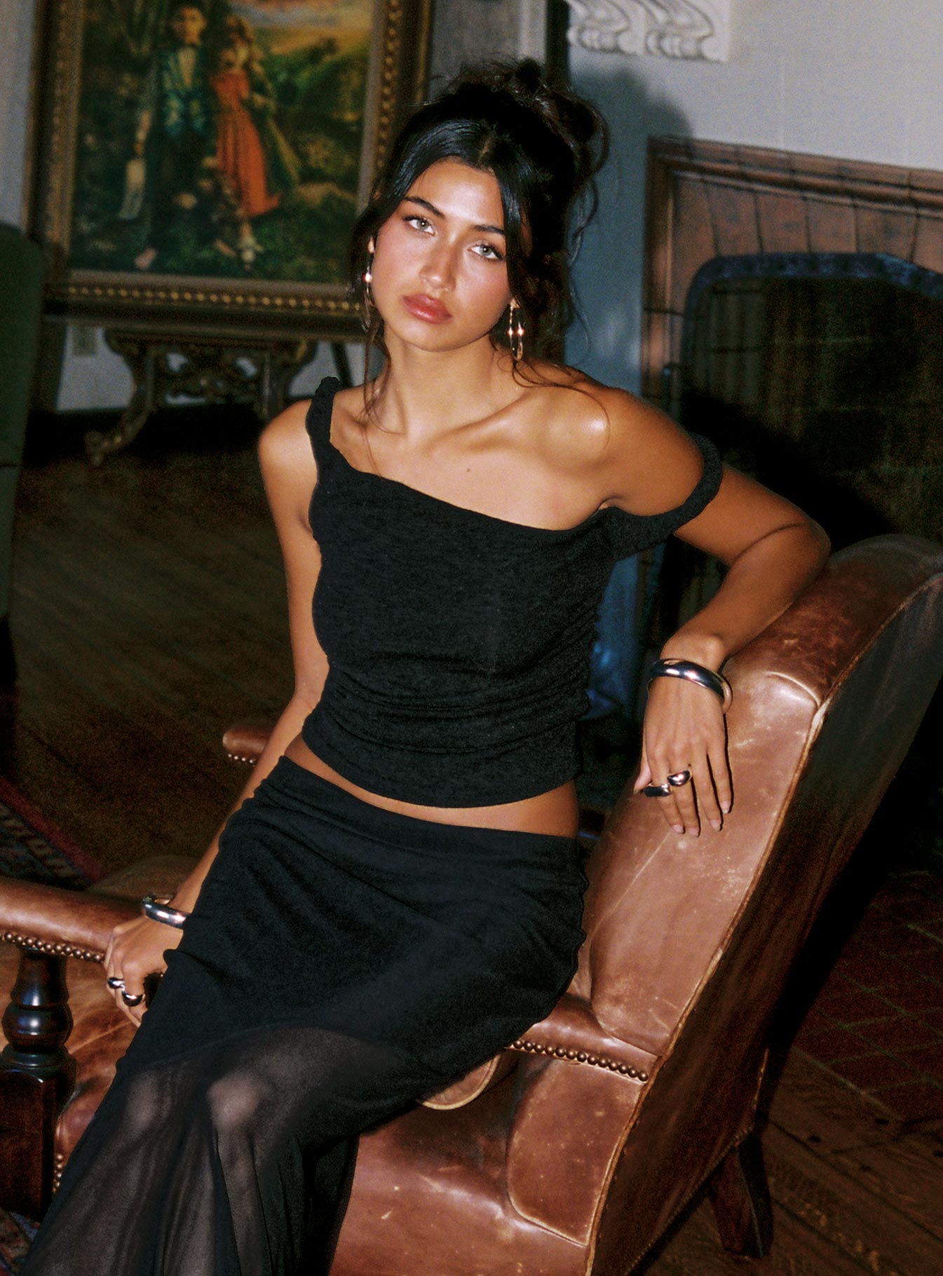 Messenger One Shoulder Top Black、mySite、solidvoid