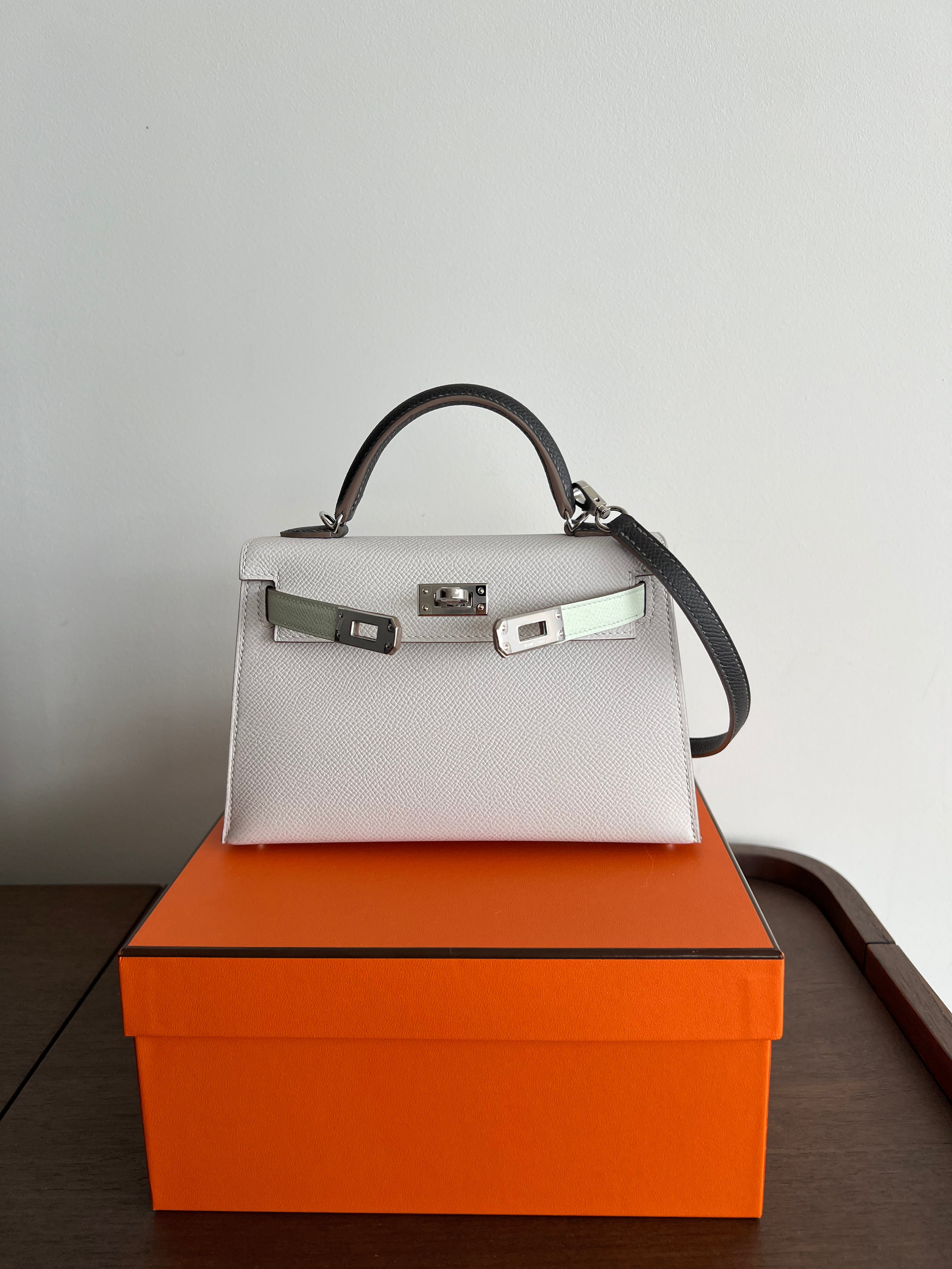 Hermès Mini Kelly 20 Gris Pale / Vert Fizz / Graphite Epsom PHW、mySite、garminoutage.com