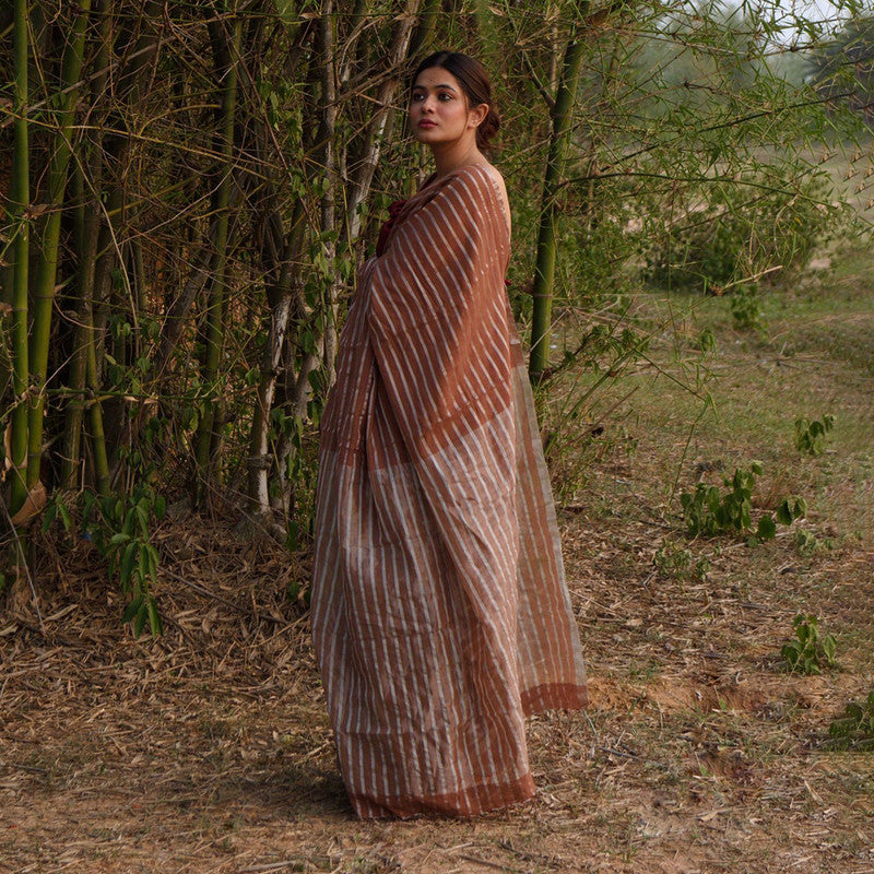 Handloom Cotton Brown Saree、mySite、camillekostekn