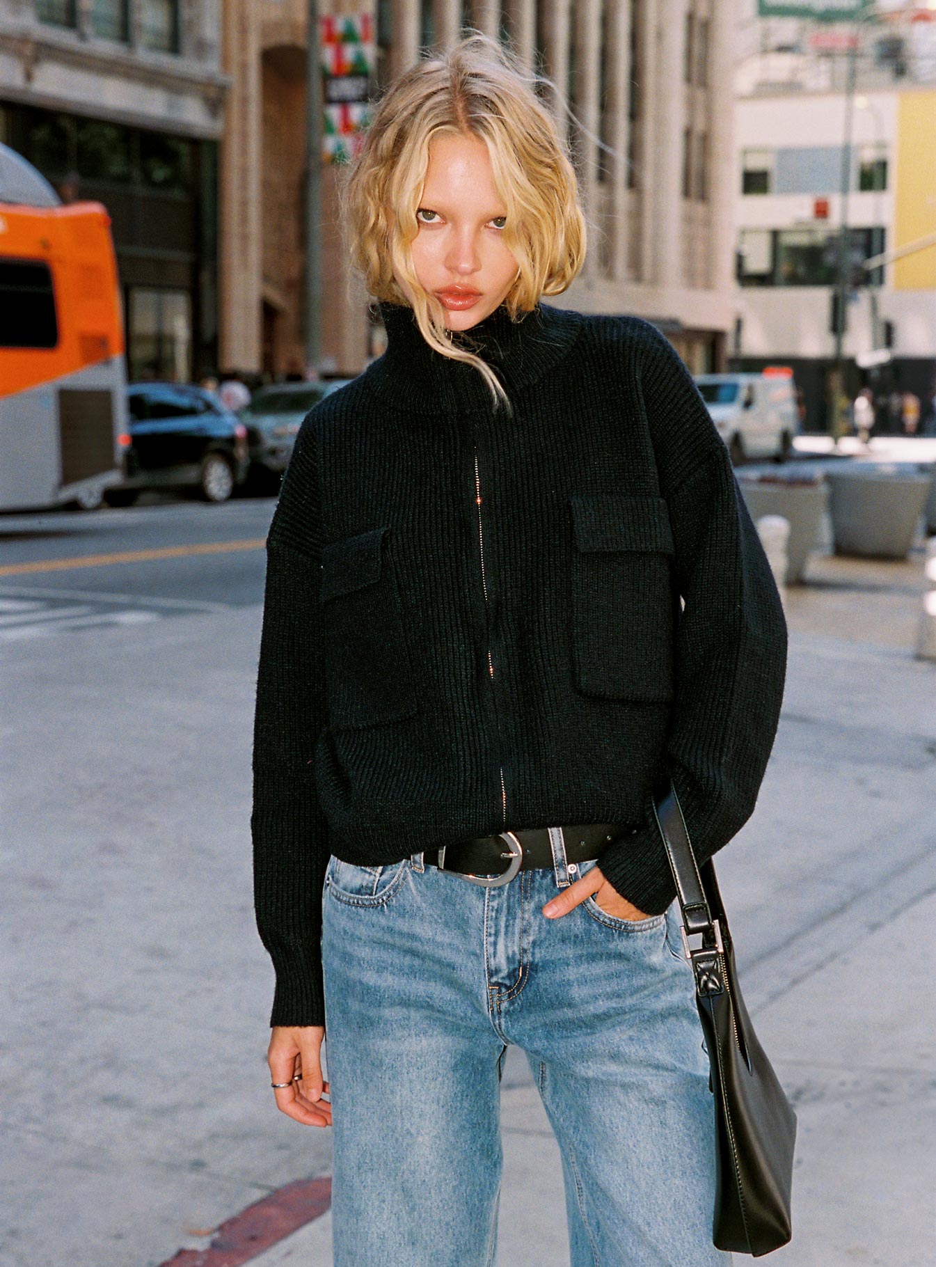 Too Busy Zip Up Sweater Black、mySite、solidvoid