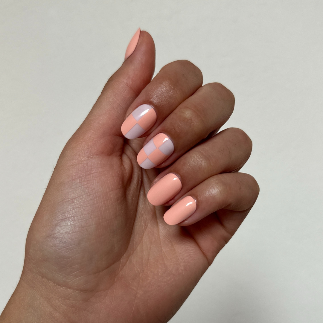 Sherbet Checker Party | Short | Round - Tab Press-On、mySite、solidvoid