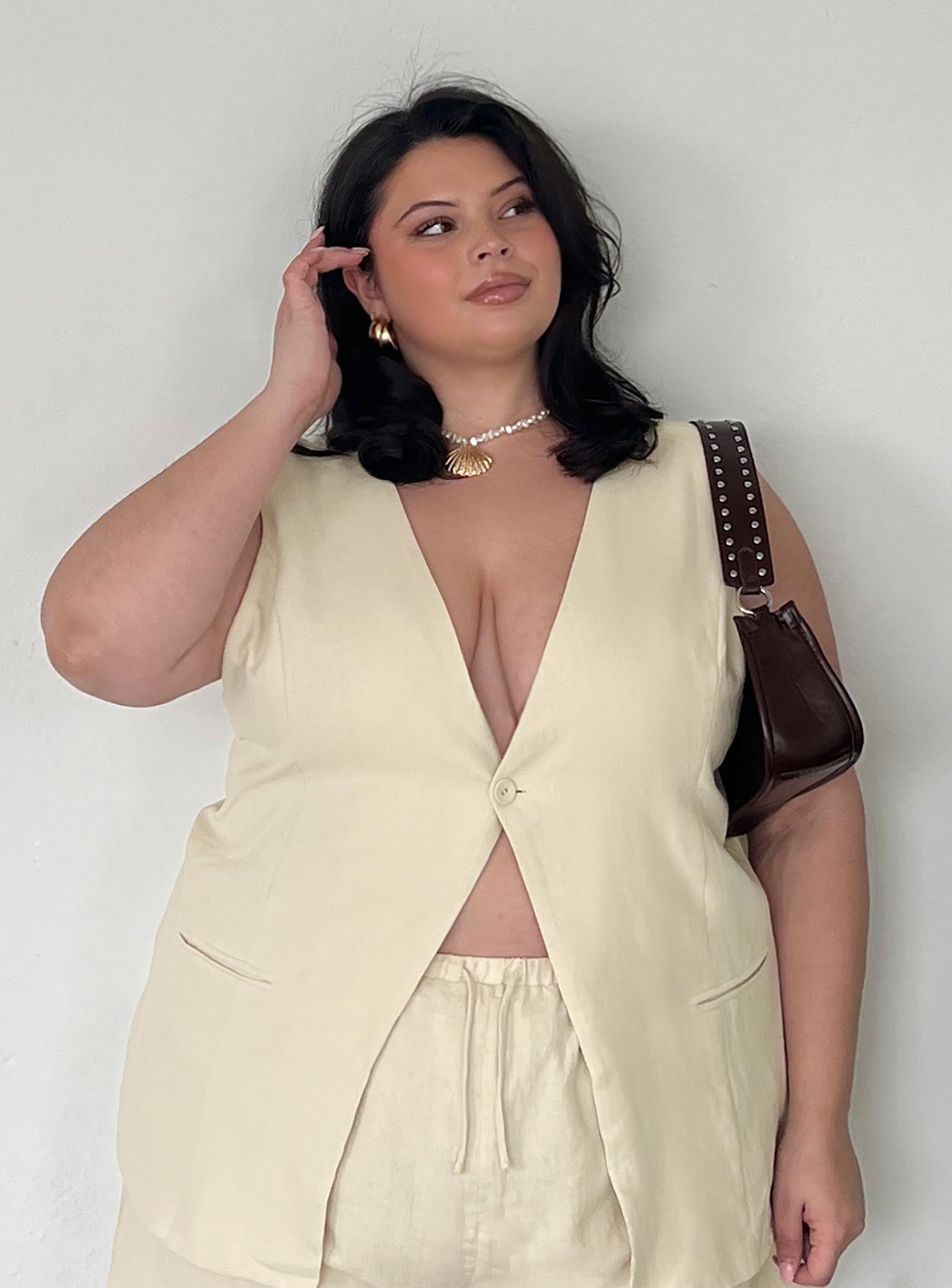 Days With You Linen Blend Vest Top Sand Curve、mySite、solidvoid