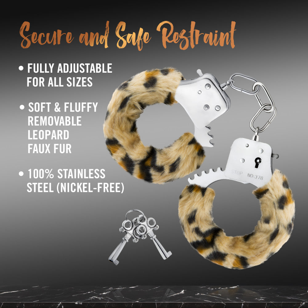 Temptasia By Blush® | Beginner Cuffs – Lightweight Bondage Handcuffs With Safety Release – Fully Adjustable With 2 Keys - Leopard Fur、mySite、bottomscart