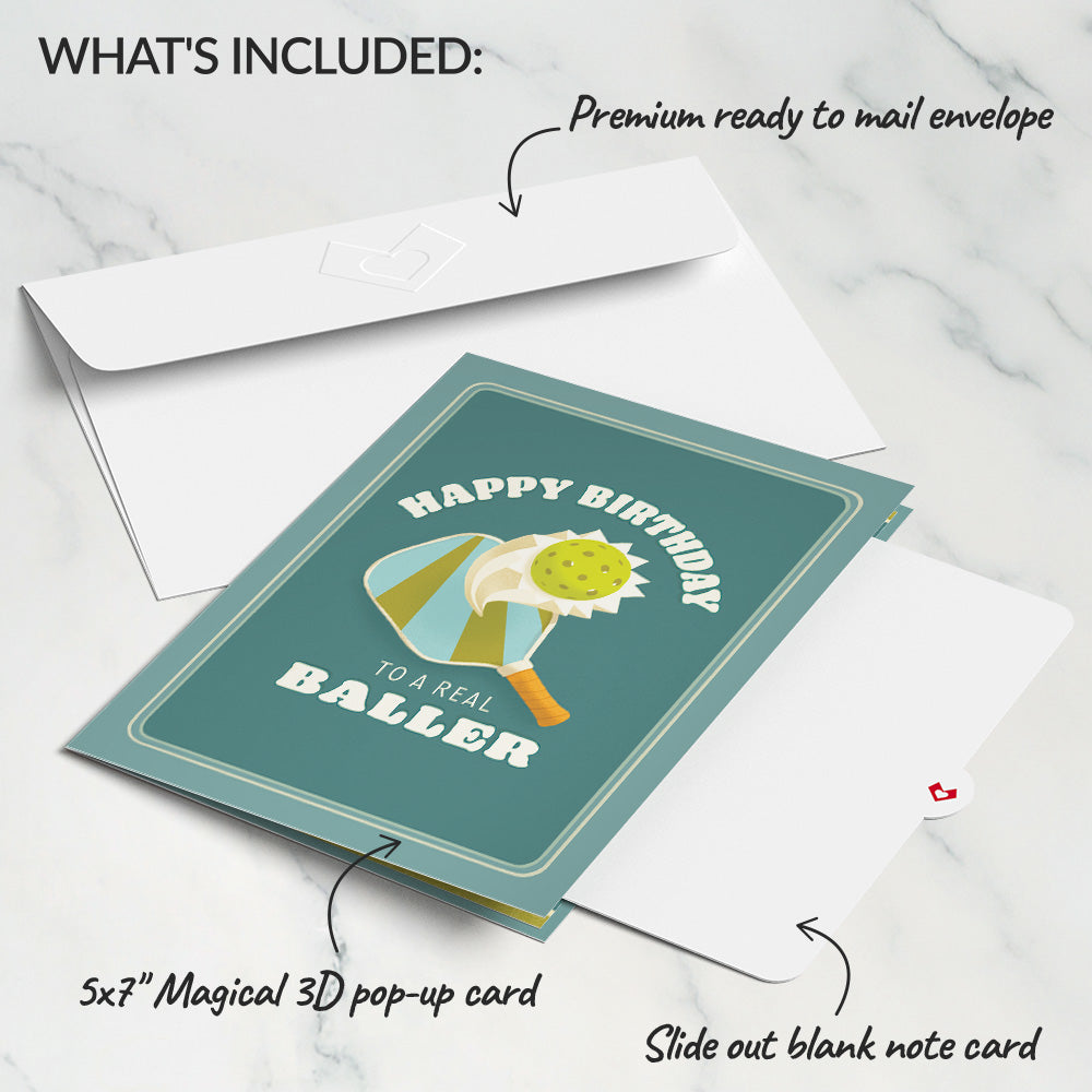 Pickleball Birthday Baller Pop-Up Card、mySite、solidvoid