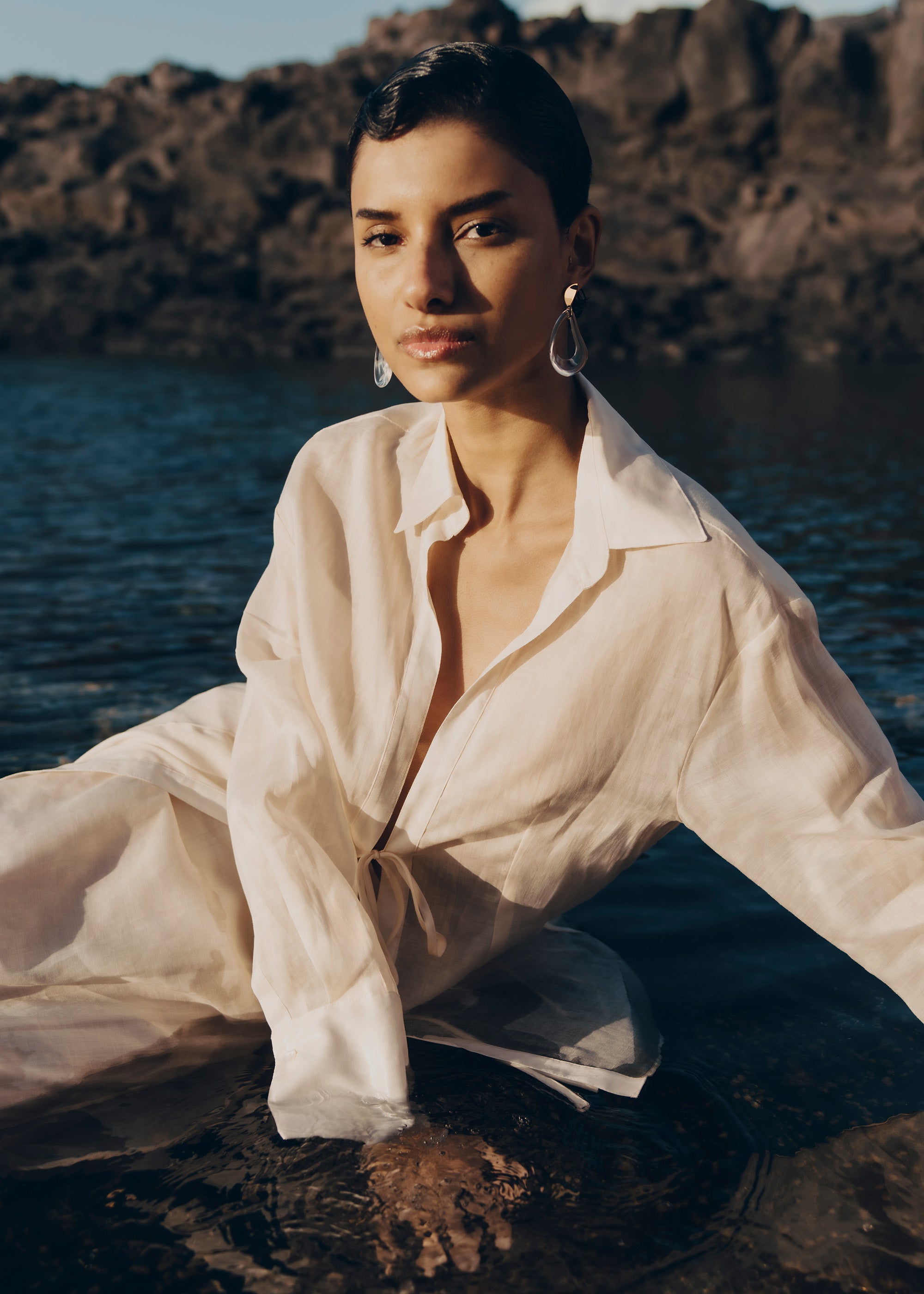 Boucles d'oreilles pendantes Na茅 - Verre、mySite、camillekostekn