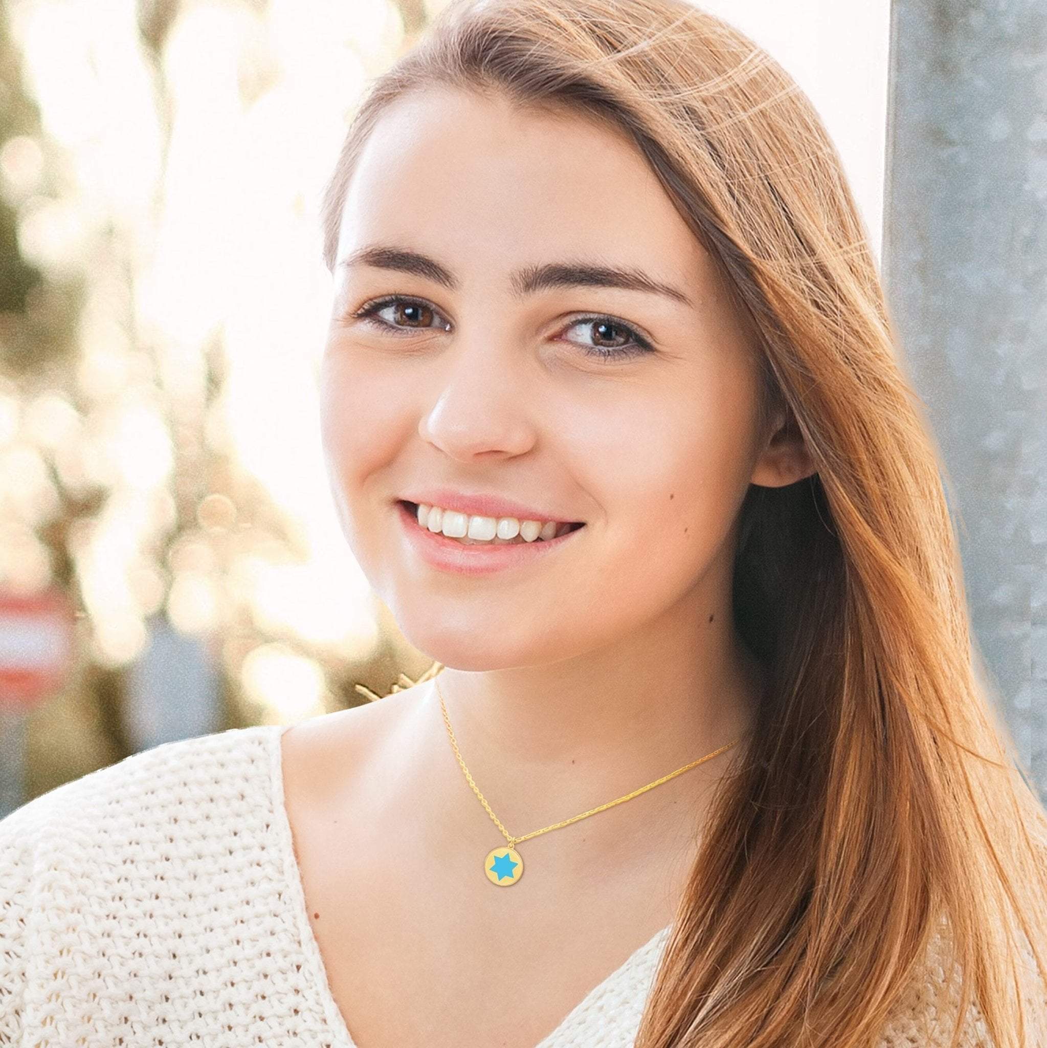 Gold and Pink Star of David Rounded Necklace、mySite、topwebapps