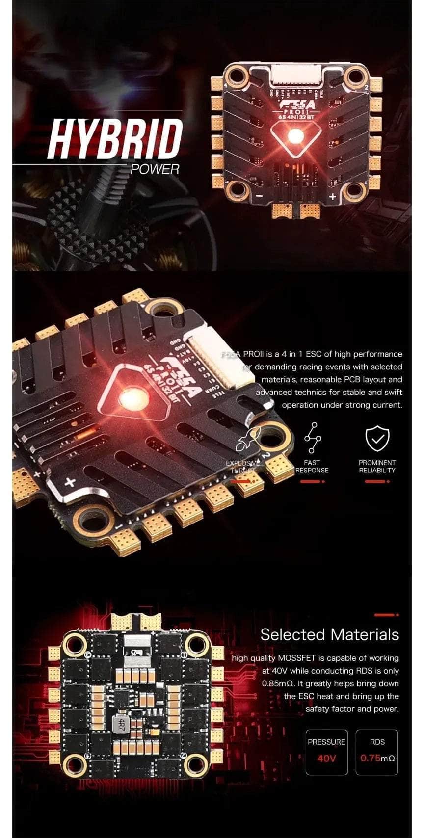 T-Motor F55A Pro II 55A 3-6S AM32 4-in-1 ESC w/ BEC - 30x30