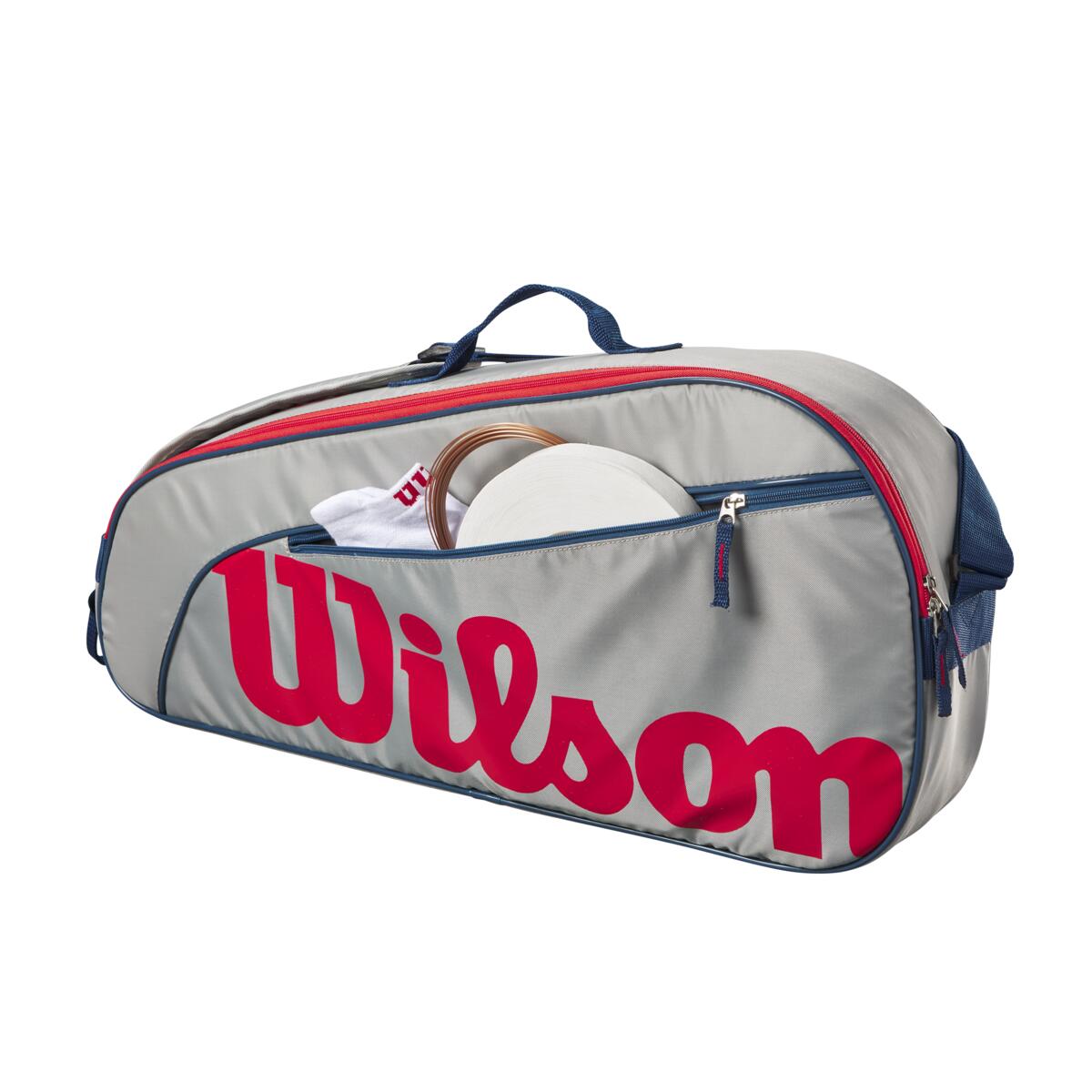 Wilson Junior 3 Pack Bag (Grey/Red/Blue)