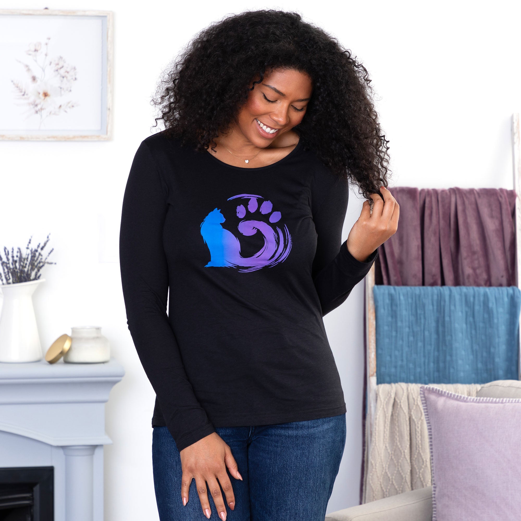 Painted Cat Long Sleeve Tee、mySite、camillekostekn