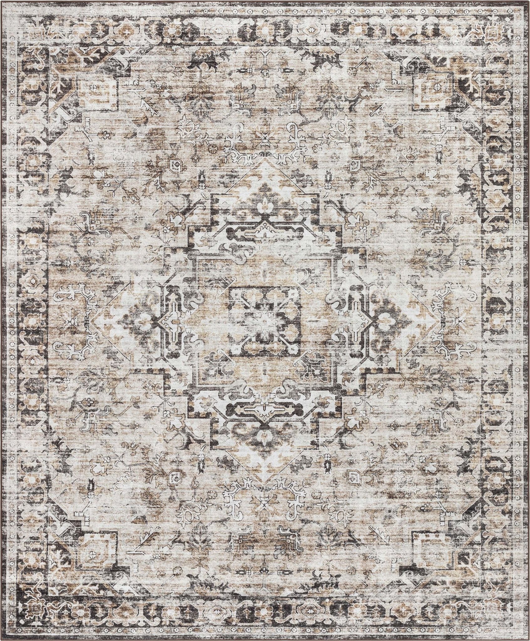 Elle Basics Rendezvous Vintage Medallion Easy-Clean Washable Non-Slip Rug by Well Woven、mySite、gigharbornorthrealestate