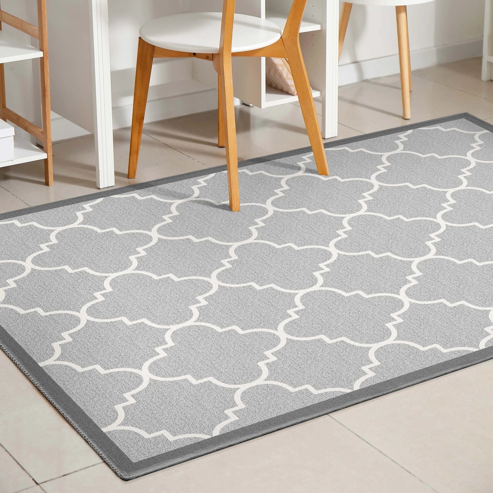 Brooklyn Trellis Grey Modern Flat-Weave Cotton Backing Rug、mySite、gigharbornorthrealestate