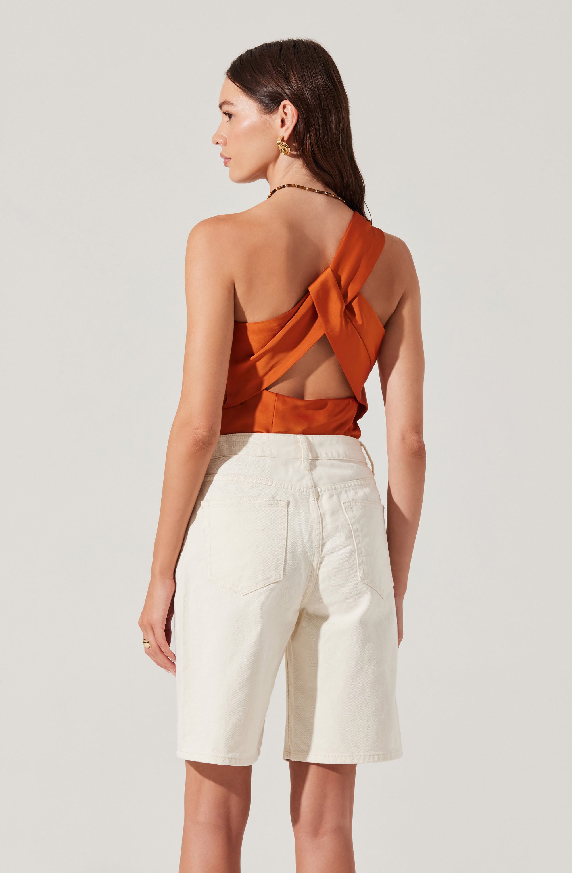 Francis Satin One Shoulder Top、mySite、solidvoid