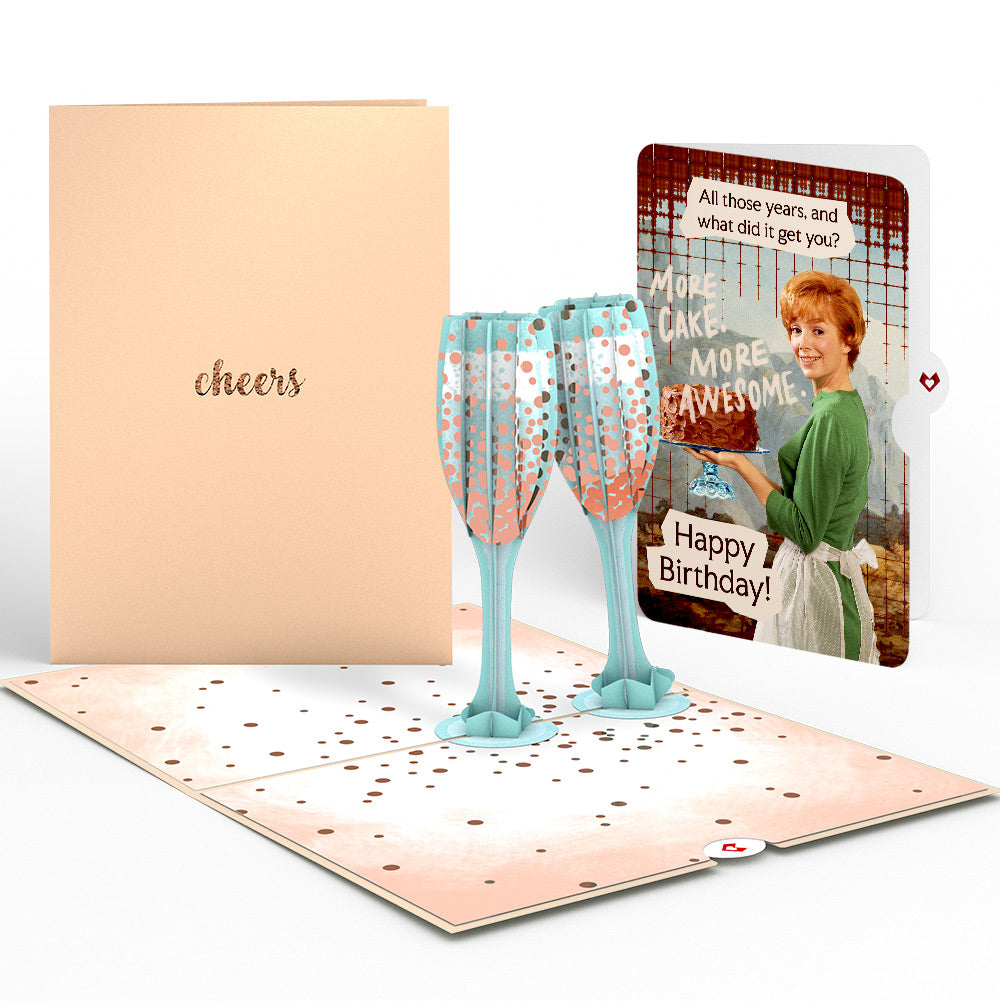 Champagne Toast Birthday Pop-Up Card and More Cake More Awesome Sentiment Set、mySite、solidvoid