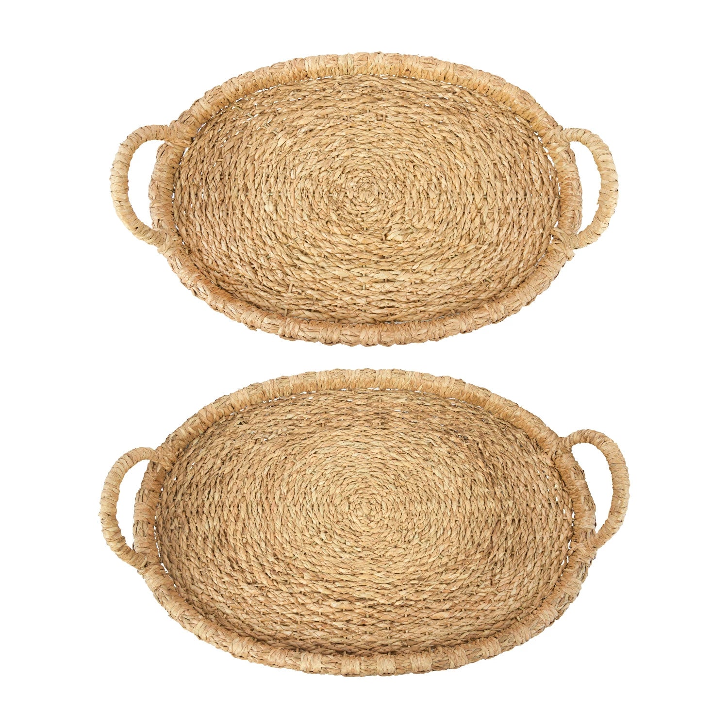  Hand-Woven Trays with handles, Set of 2、mySite、elrpsem3k